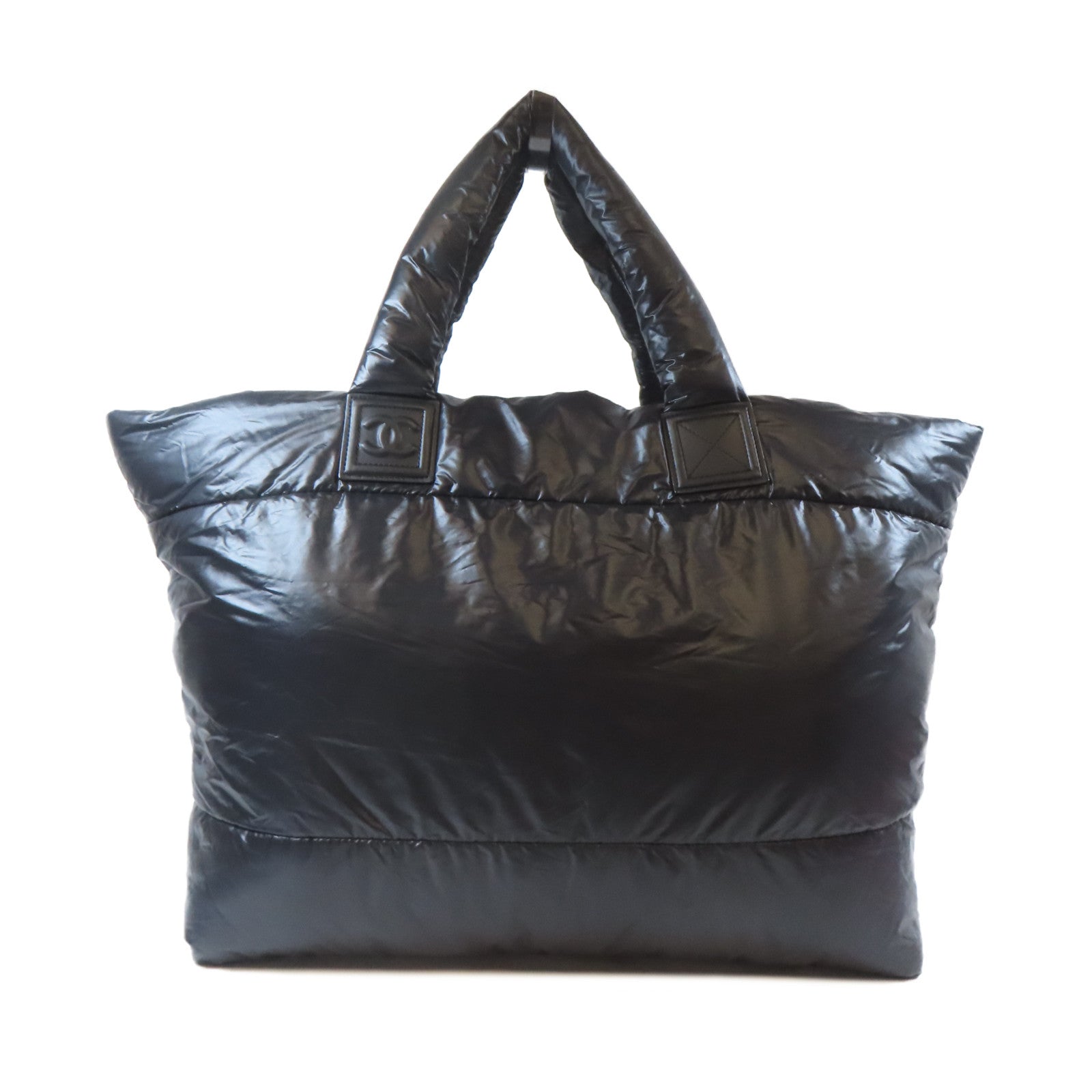 CHANEL 尼龍Cocoon Jumbo銀扣手挽袋黑色