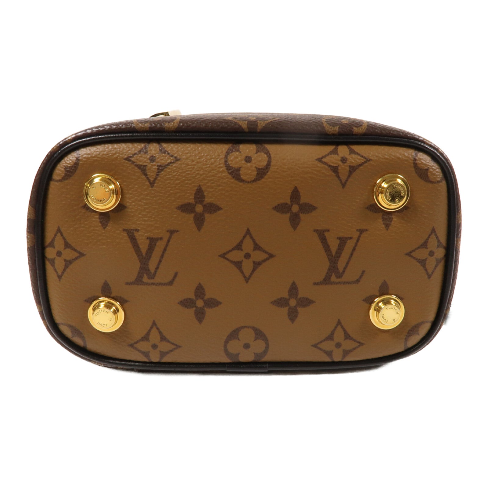 LOUIS VUITTON Monogram Reverse Vanity PM金扣手挽肩背兩用袋棕色