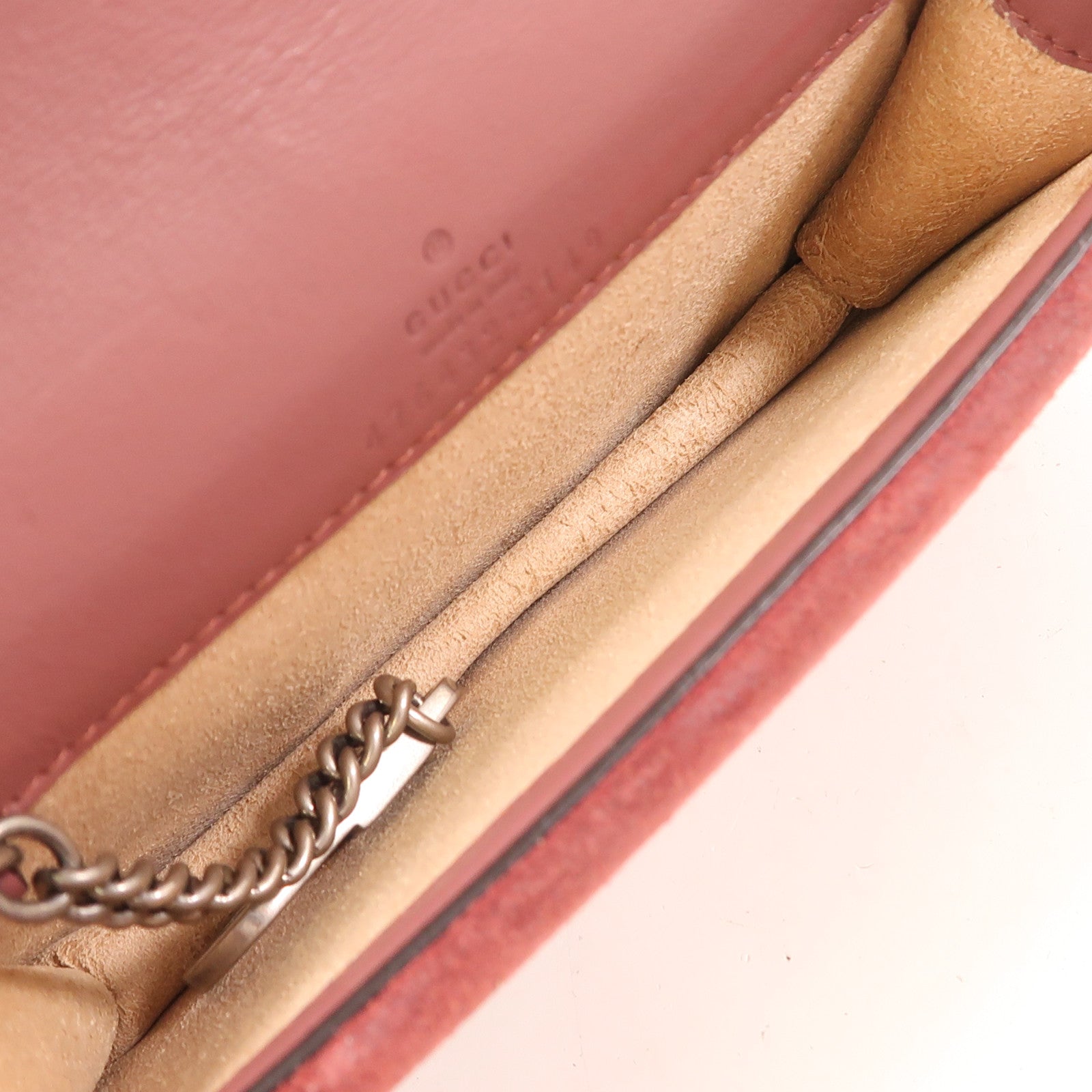 GUCCI GG SHW Dionysus Super Mini Blooms Chain Shoulder Bag Coated Canvas Suede