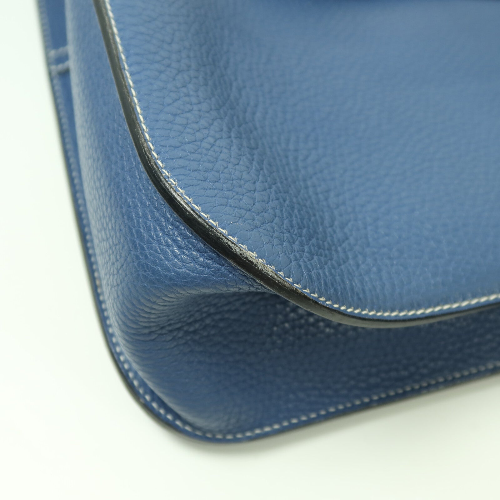 HERMES 【激減優惠】Clemence皮革Halzan 31銀扣手挽肩背兩用袋Bleu Agate