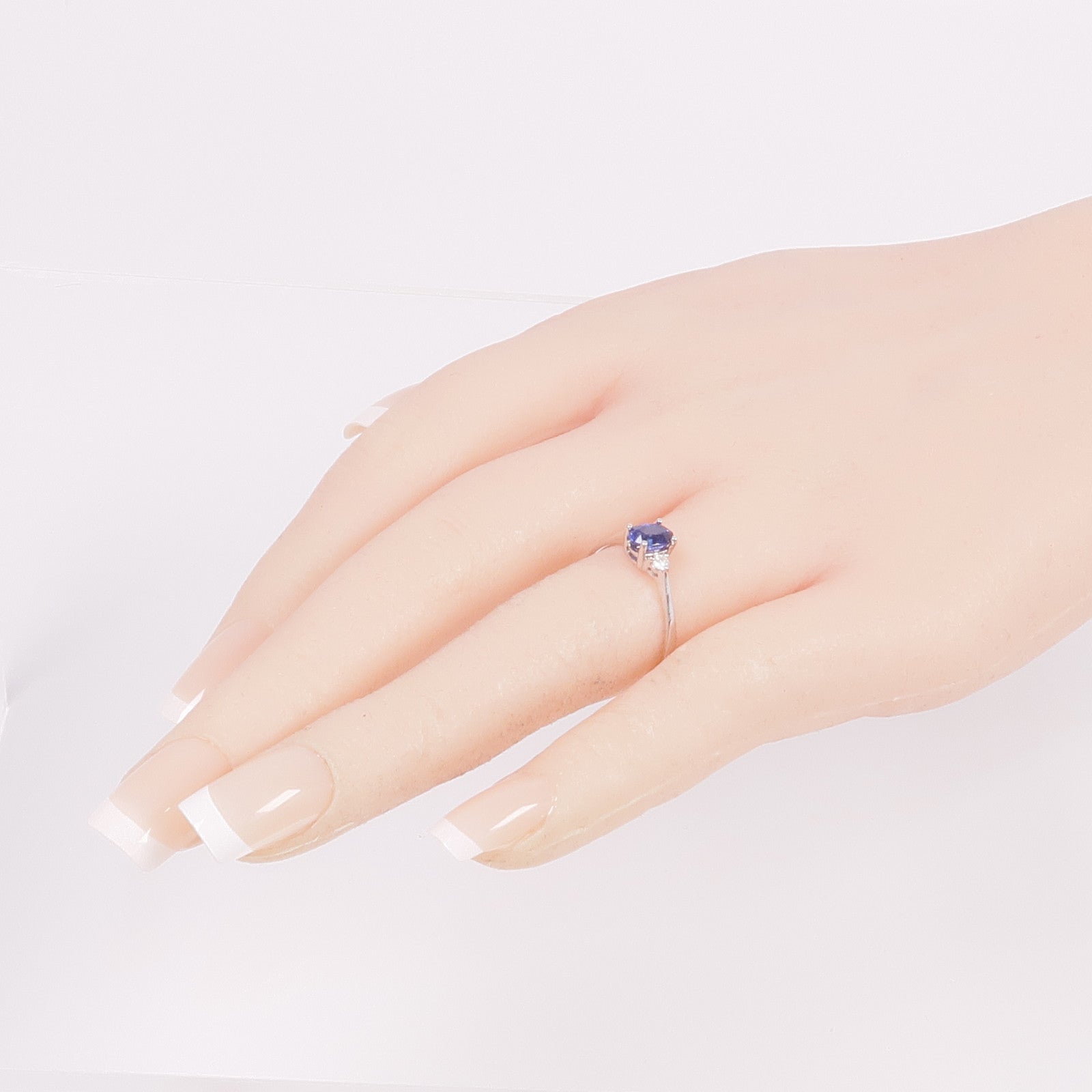 JEWELRY 18K白金Sapphire Diamond Ring藍寶石/鑽石戒指US#8