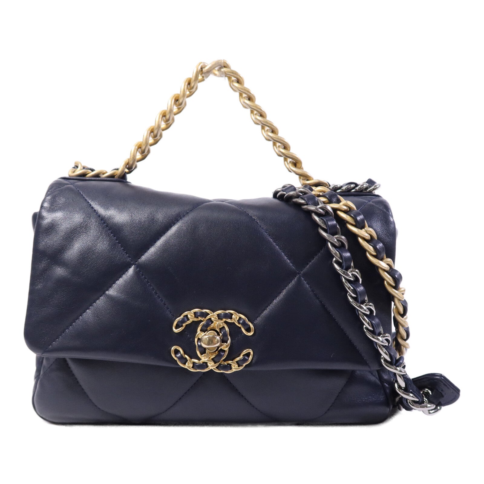 CHANEL 羊皮皮革19Bag Small手挽肩背兩用袋