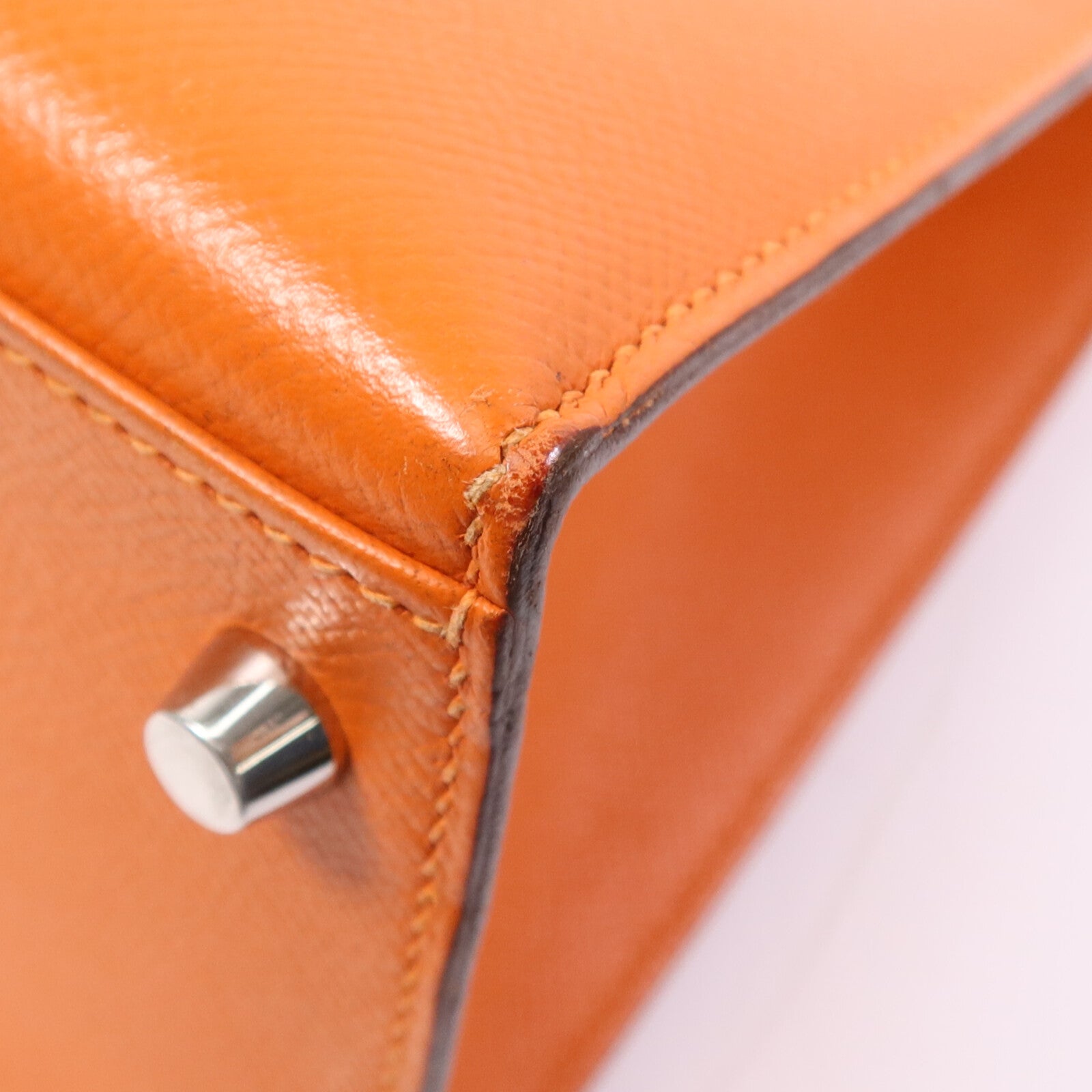 HERMES Epsom皮革Kelly 32手挽肩背兩用袋Orange