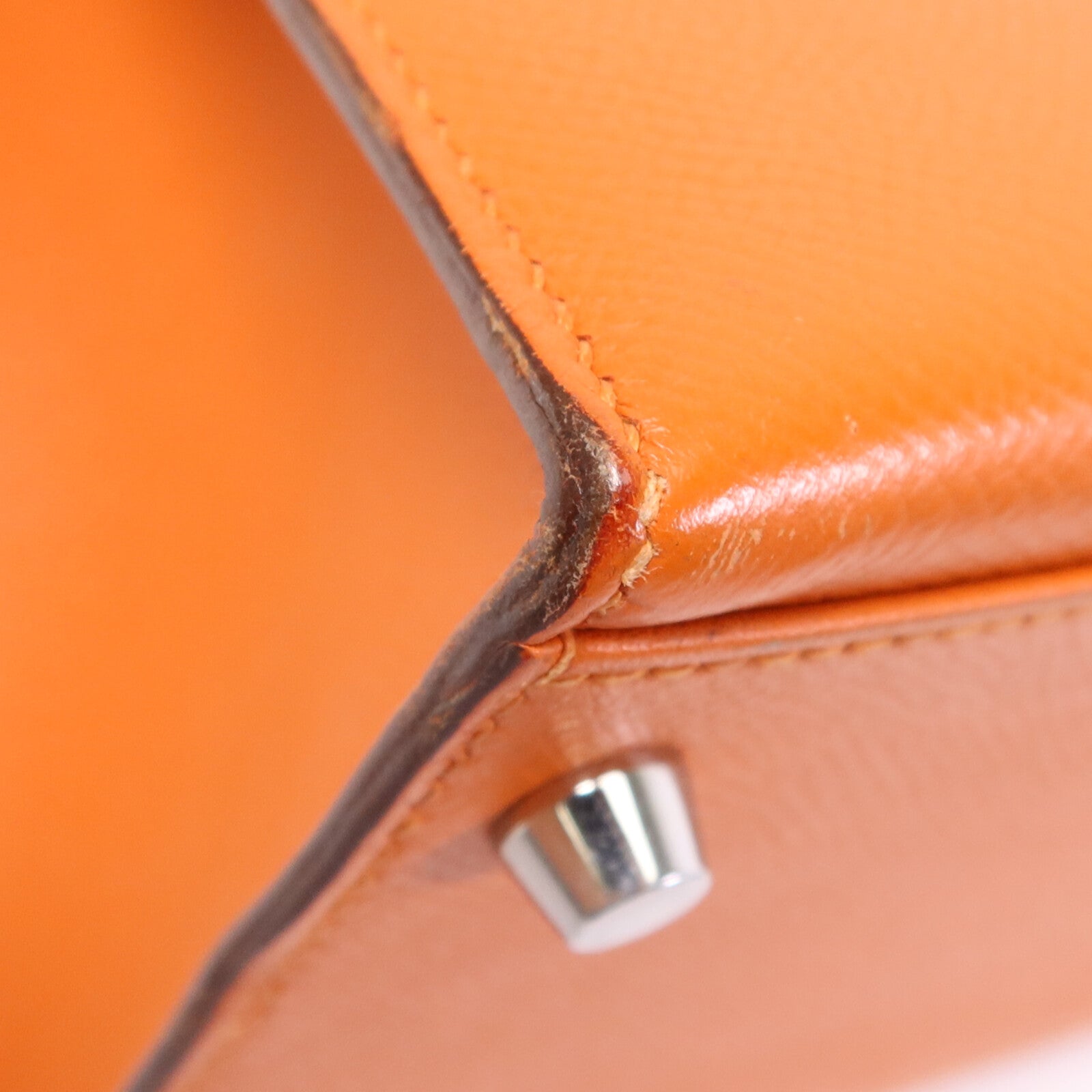 HERMES Epsom皮革Kelly 32手挽肩背兩用袋Orange