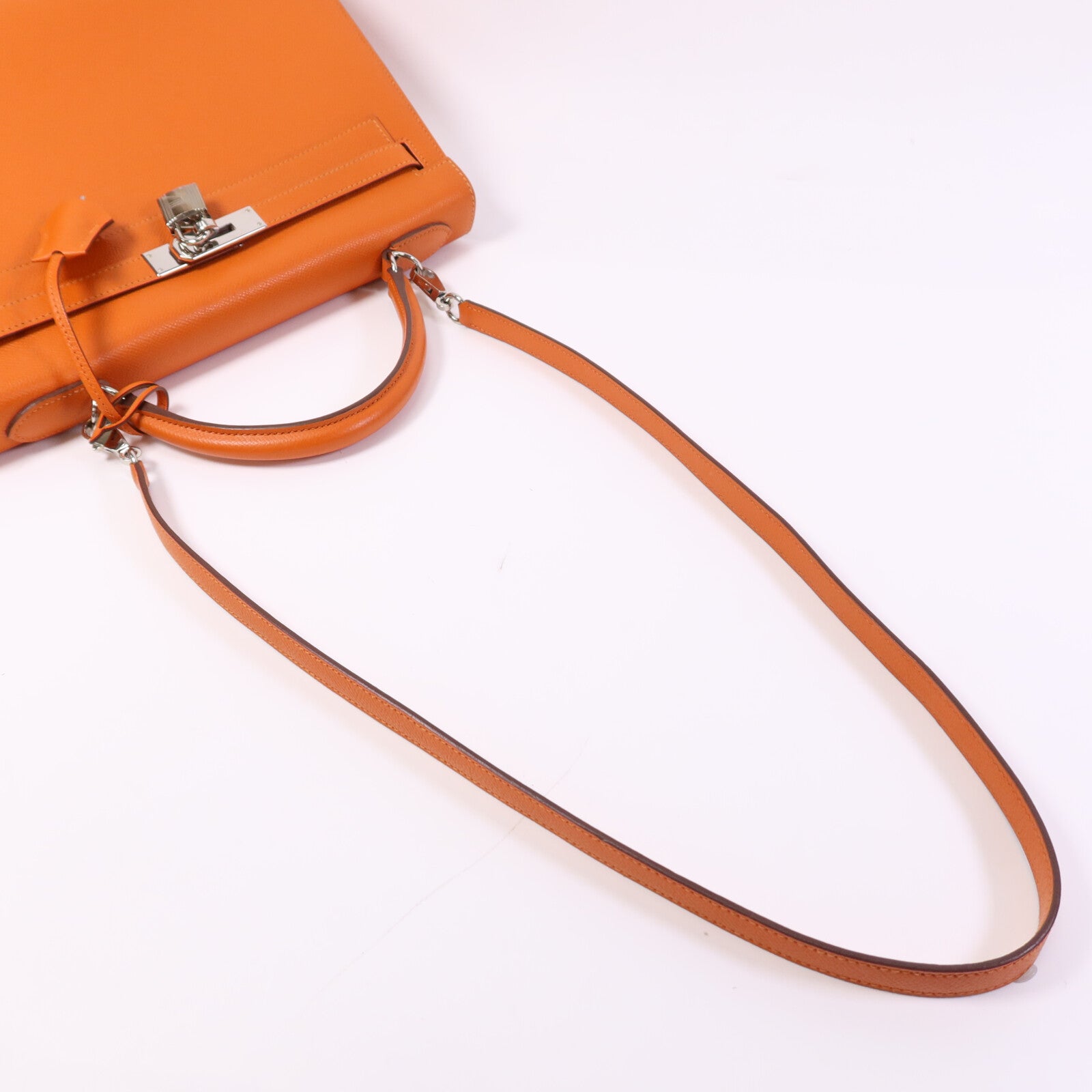 HERMES Epsom皮革Kelly 32手挽肩背兩用袋Orange
