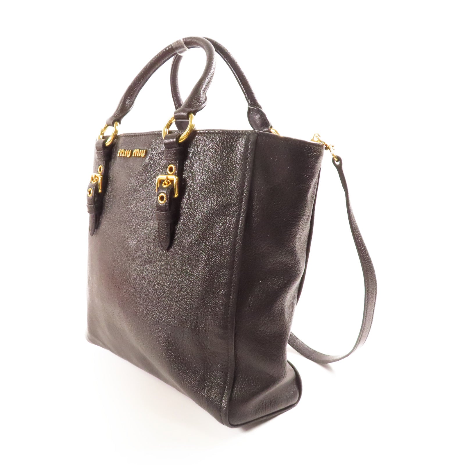 Miu Miu 皮革2 Way Bag金扣手挽肩背兩用袋