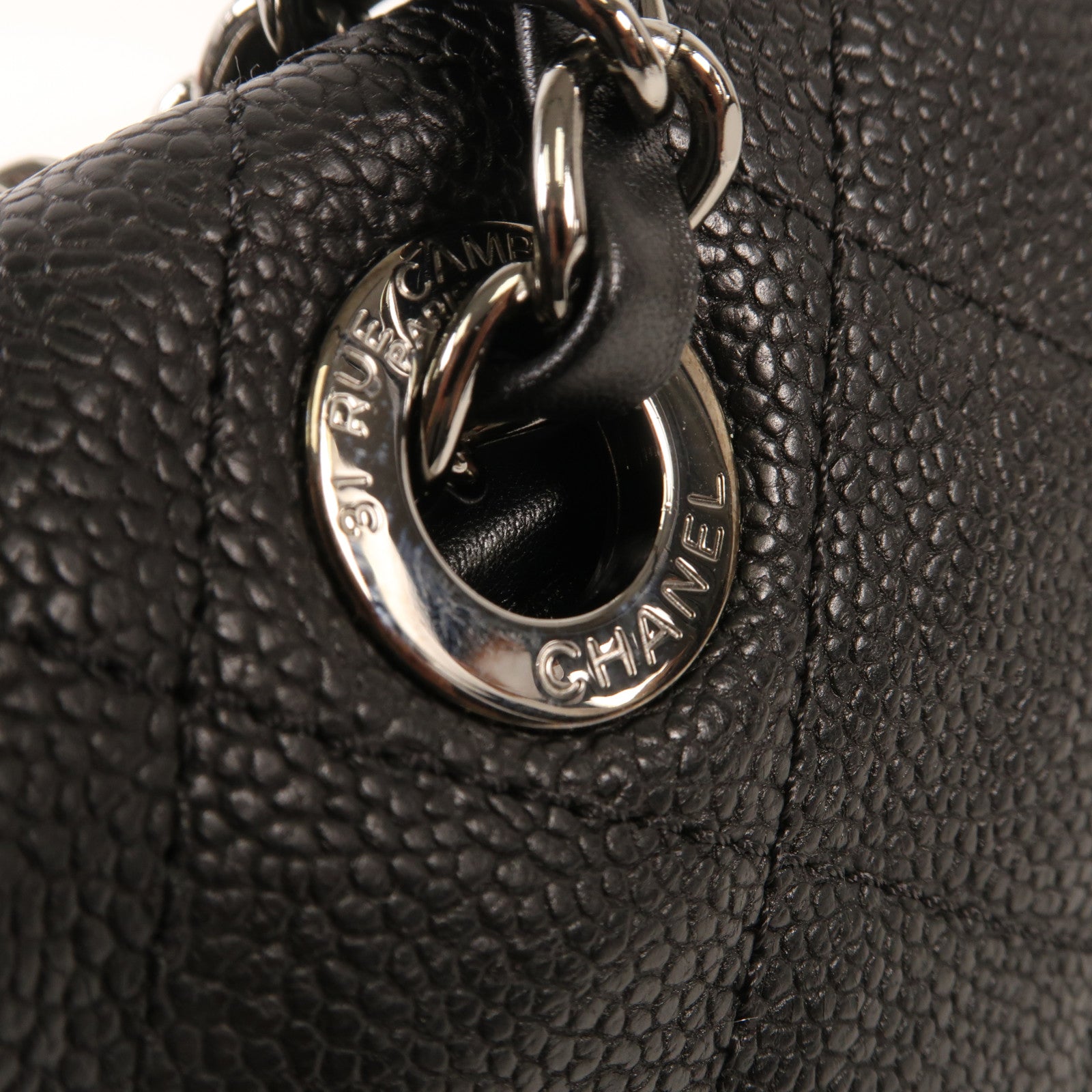 CHANEL 牛皮皮革Chain Shoulder銀扣鏈帶肩背袋