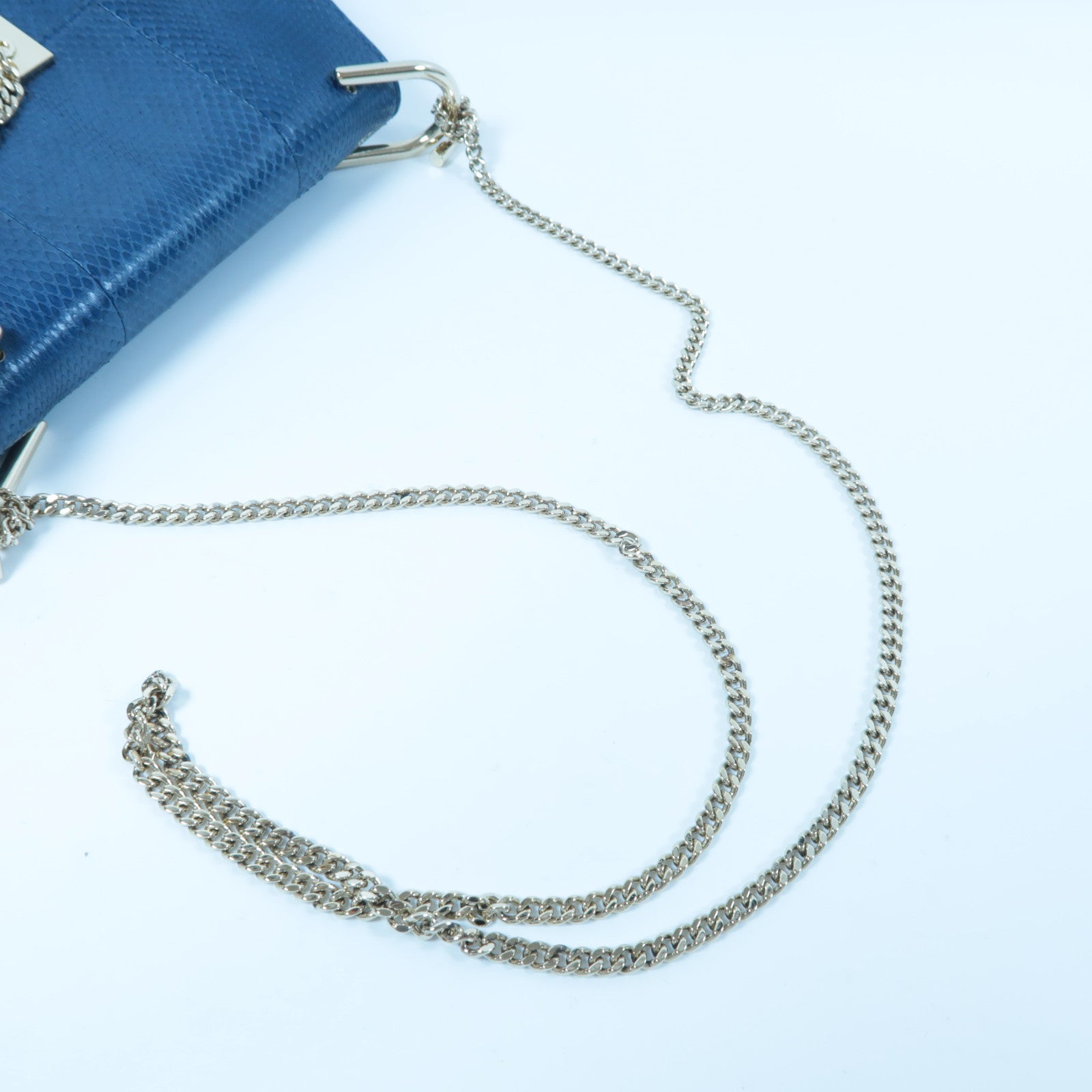 Chloe 【激減優惠】蛇皮皮革Chain Shoulder Bag金扣鏈帶肩背袋深藍色