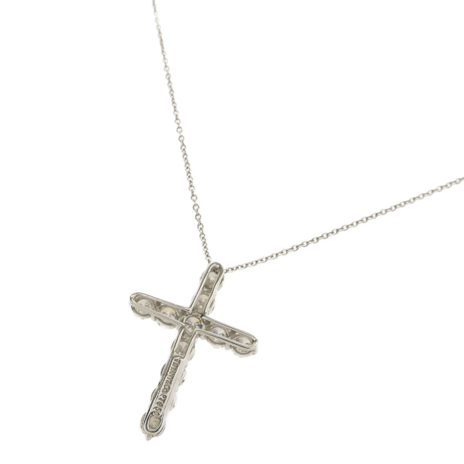 TIFFANY＆CO PT950鉑金One Large Cross Diamond鑽石項鍊
