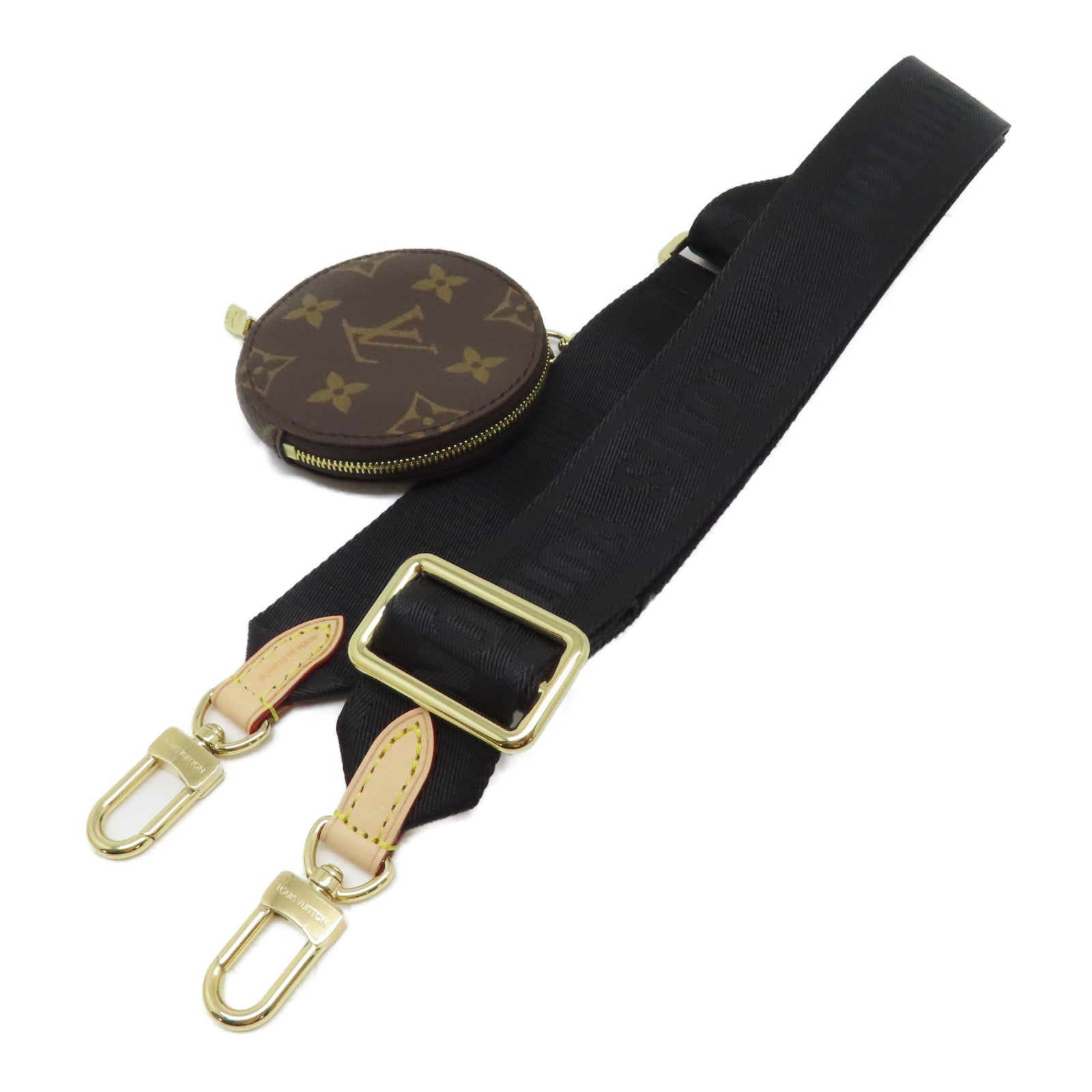 LOUIS VUITTON Monogram Bandouliere Strap金扣肩背帶黑色