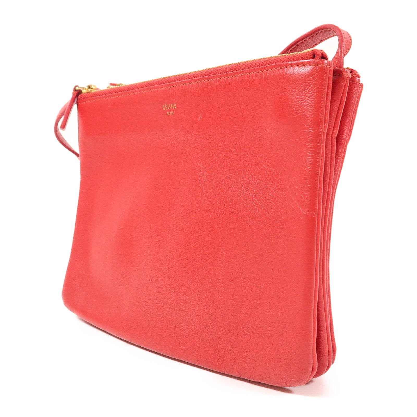 CELINE 羊皮皮革Trio金扣肩背袋