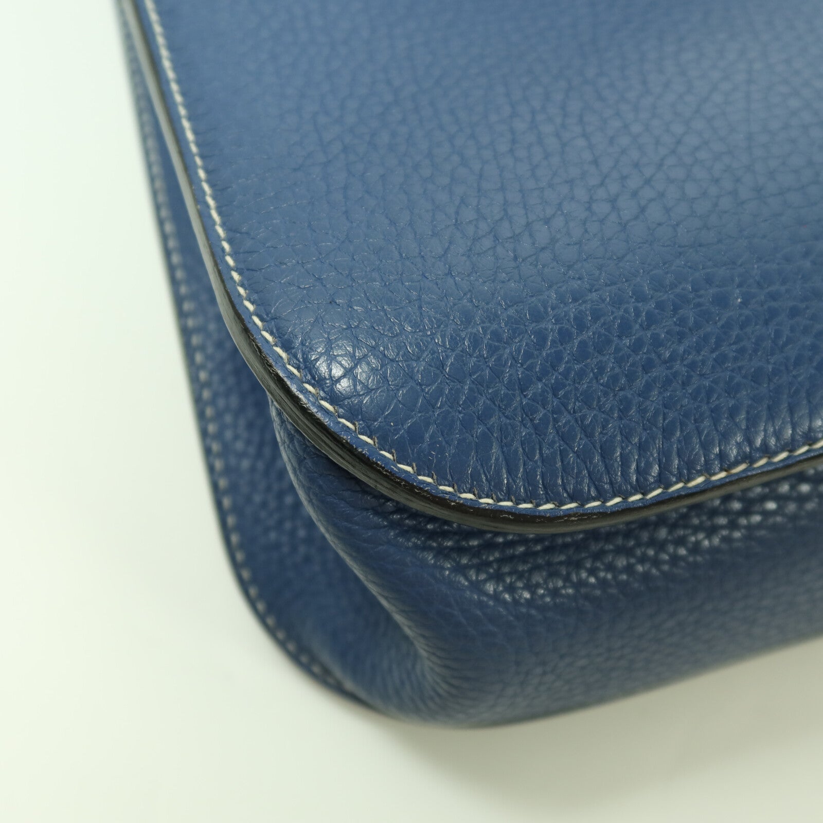 HERMES 【激減優惠】Clemence皮革Halzan 31銀扣手挽肩背兩用袋Bleu Agate