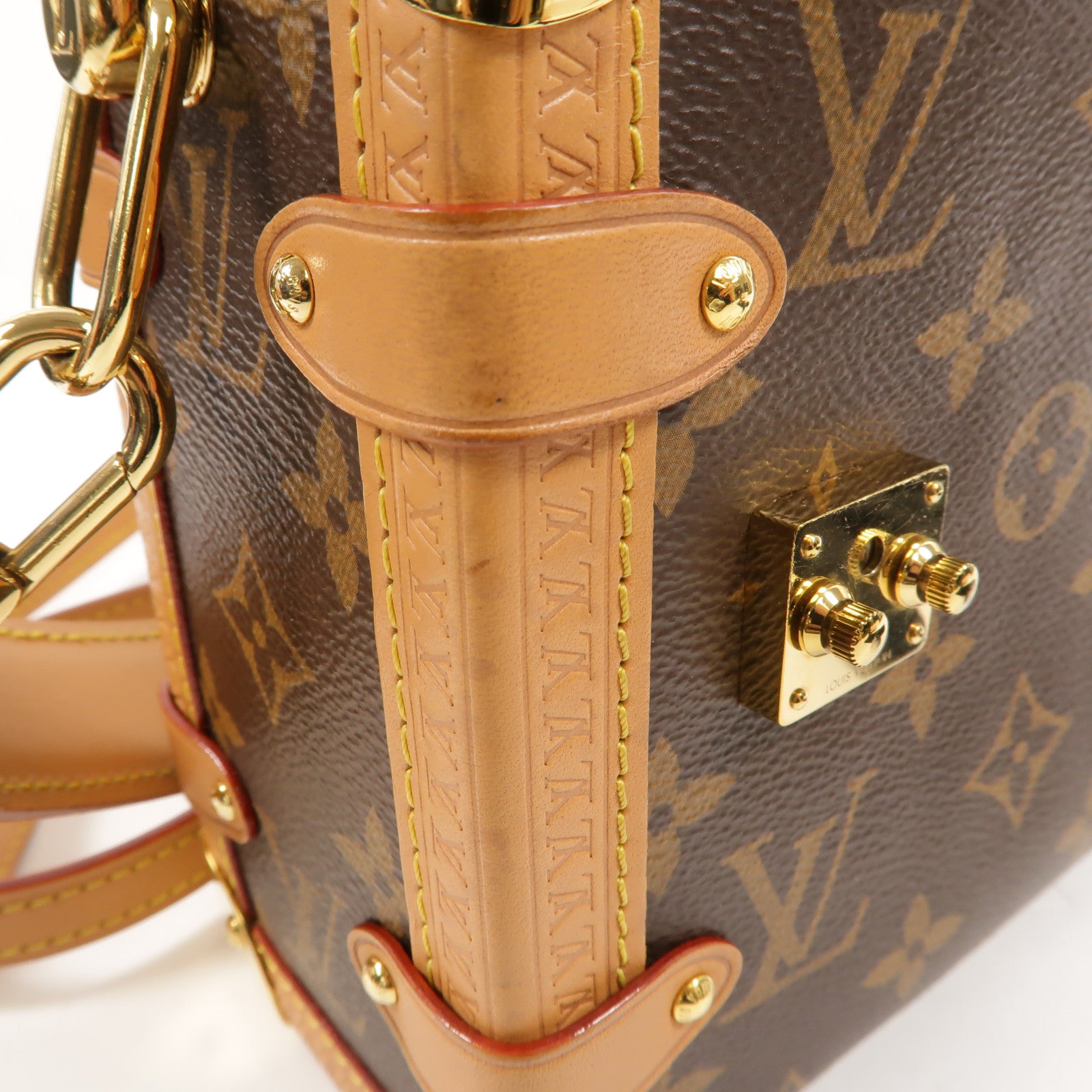 LOUIS VUITTON Monogram Side Trunk金扣手挽肩背兩用袋