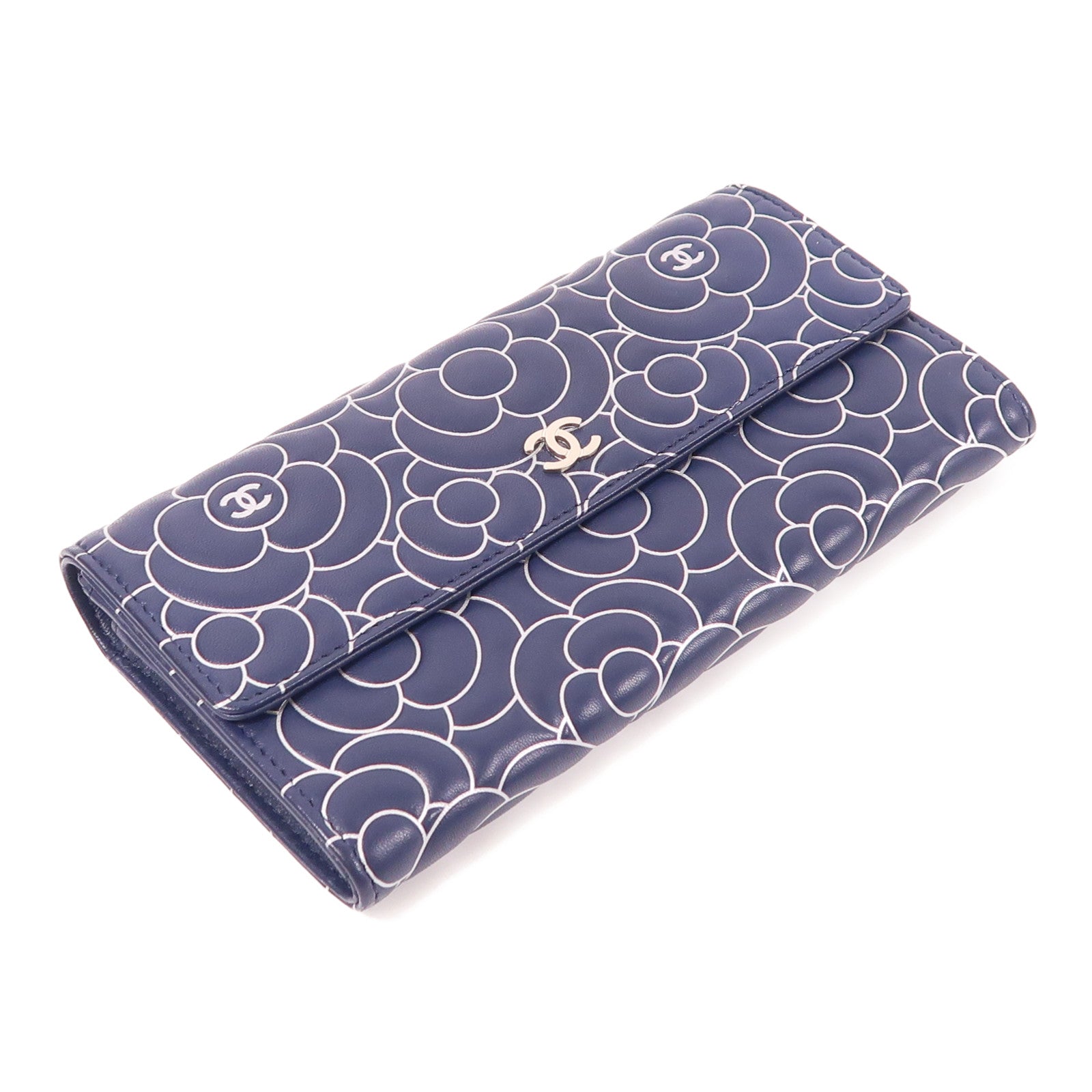 CHANEL 牛皮皮革Long Wallet銀扣長錢包