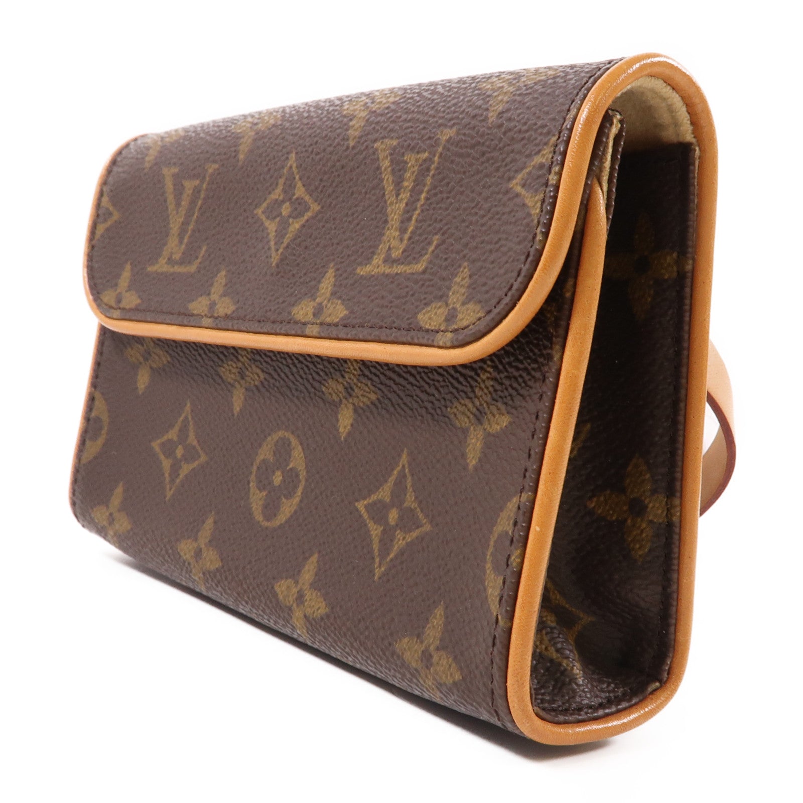 LOUIS VUITTON Monogram Pochette Florentine XS金扣腰包棕色
