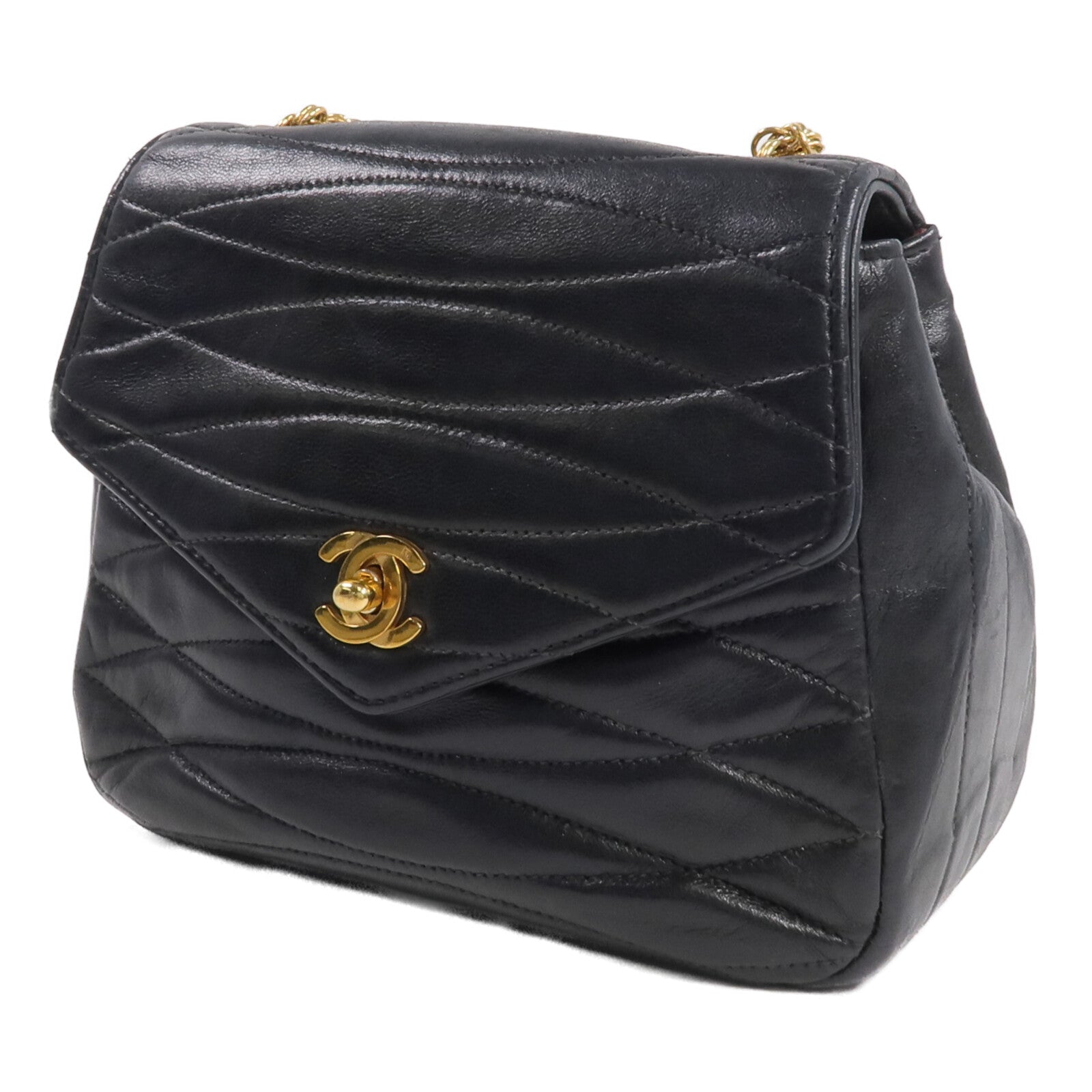 CHANEL 羊皮皮革Chain Shoulder金扣鏈帶肩背袋