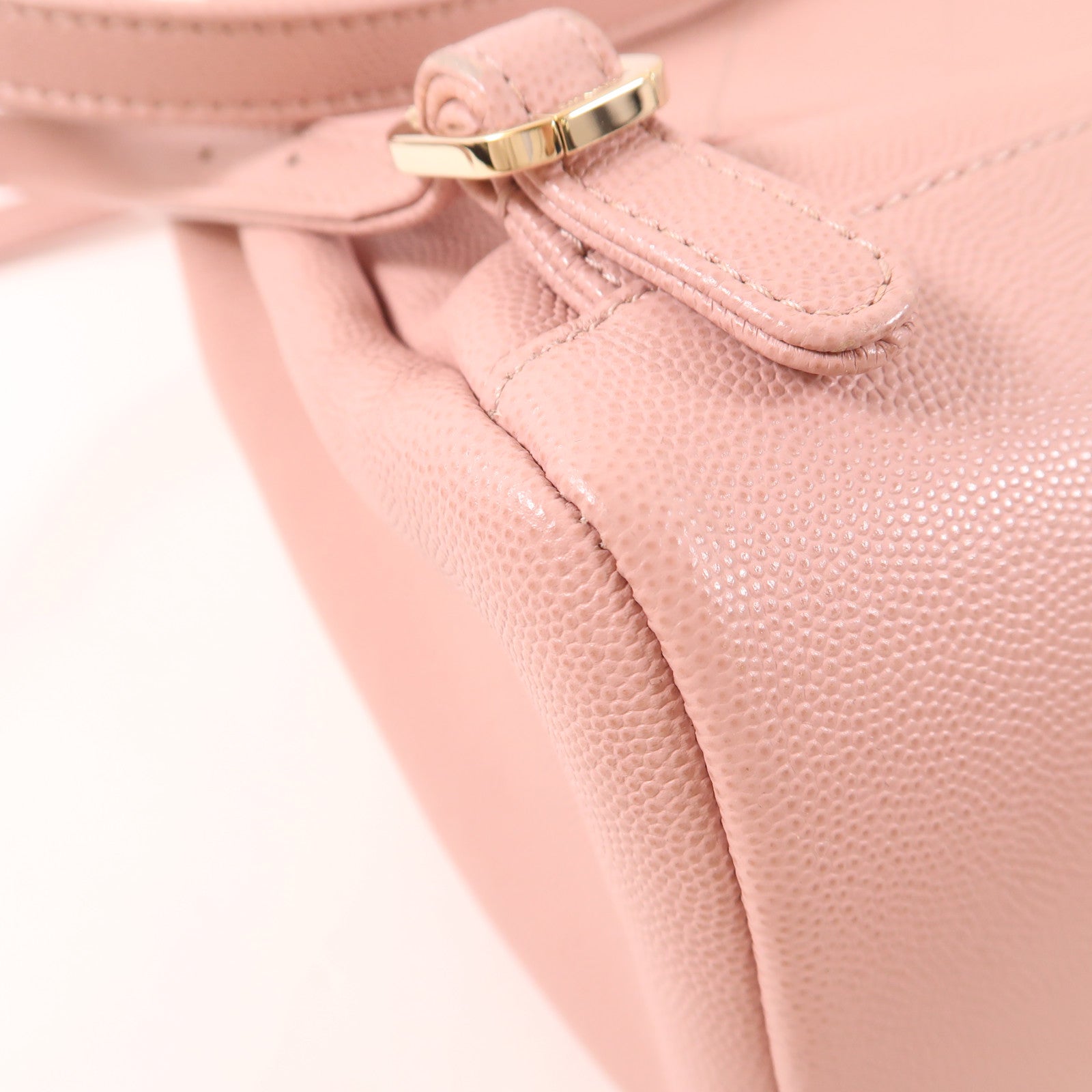 CHANEL 牛皮皮革Rucksack金扣背包粉紅色