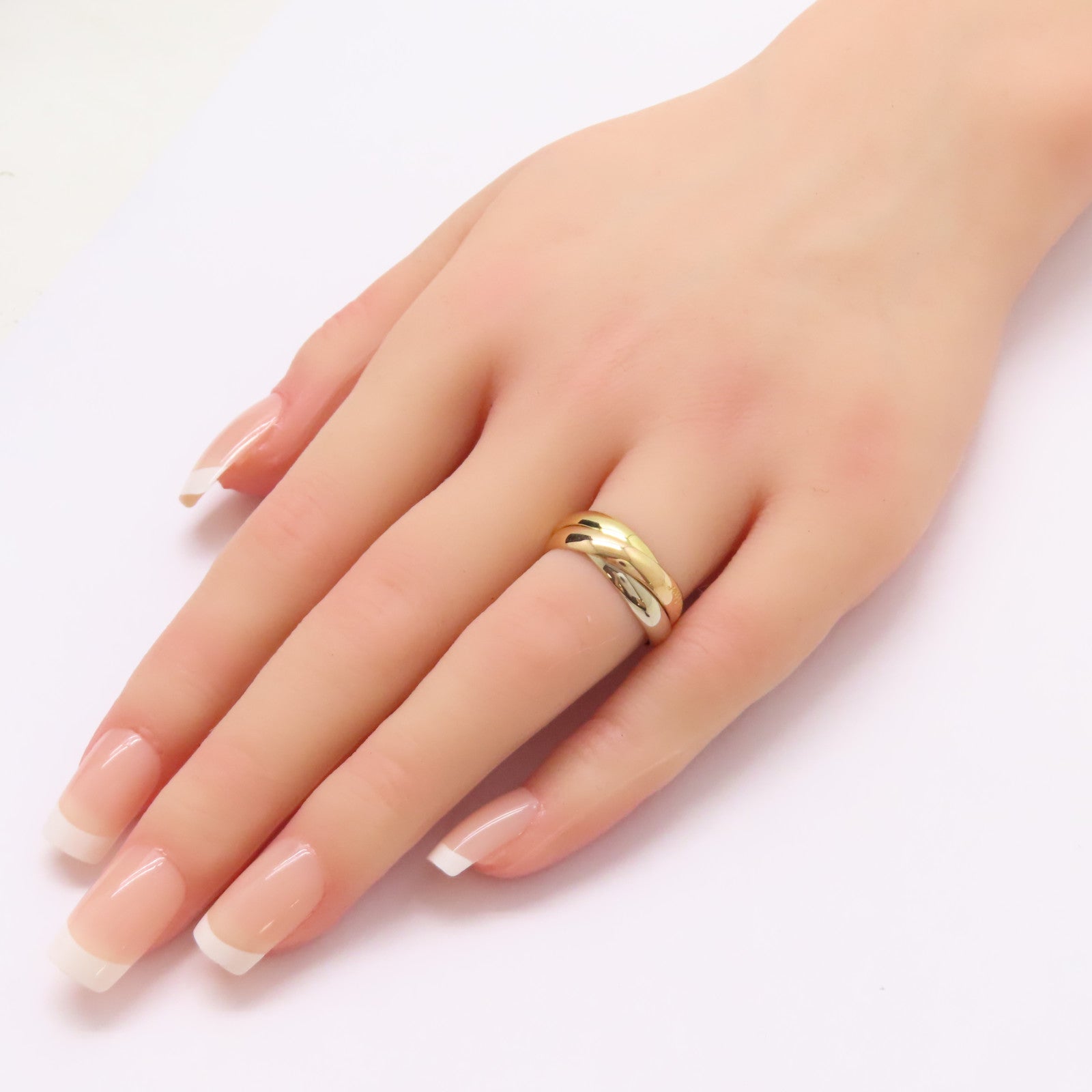 CARTIER 18K黃金/白金/玫瑰金Trinity Ring戒指US#5.75/Cartier#51