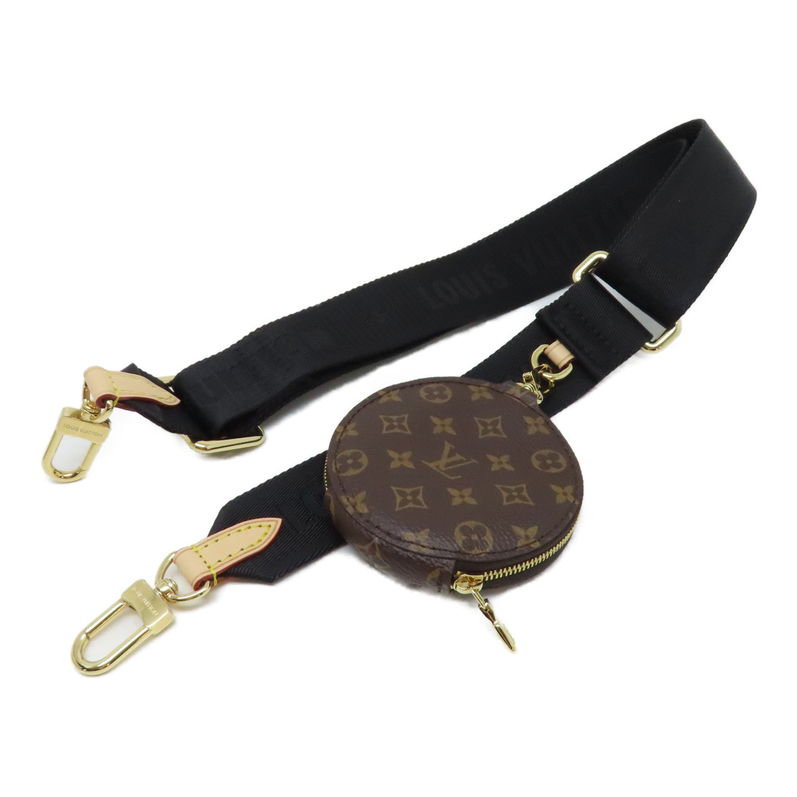 LOUIS VUITTON Monogram Bandouliere Strap金扣肩背帶黑色