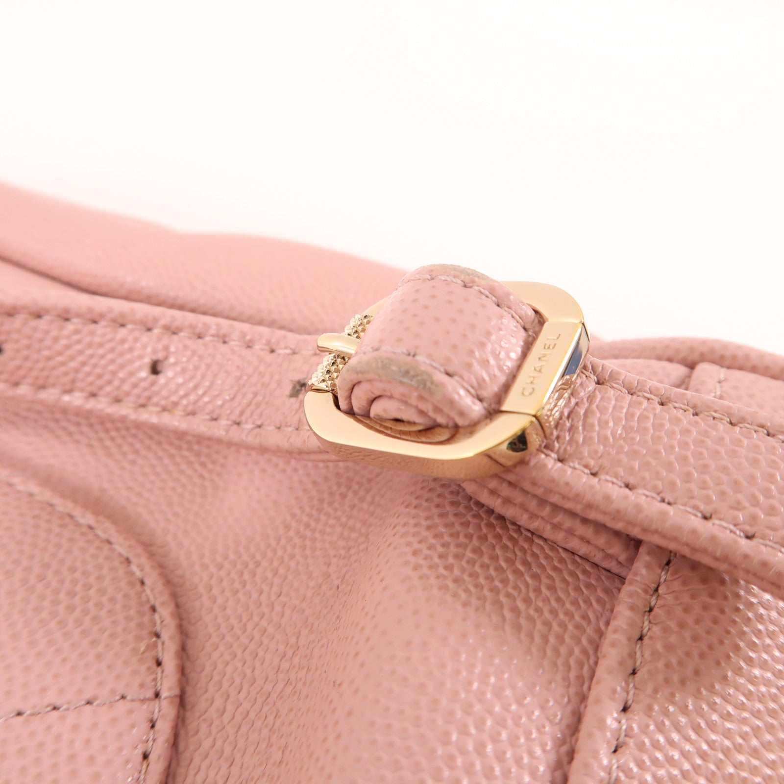 CHANEL 牛皮皮革Rucksack金扣背包粉紅色