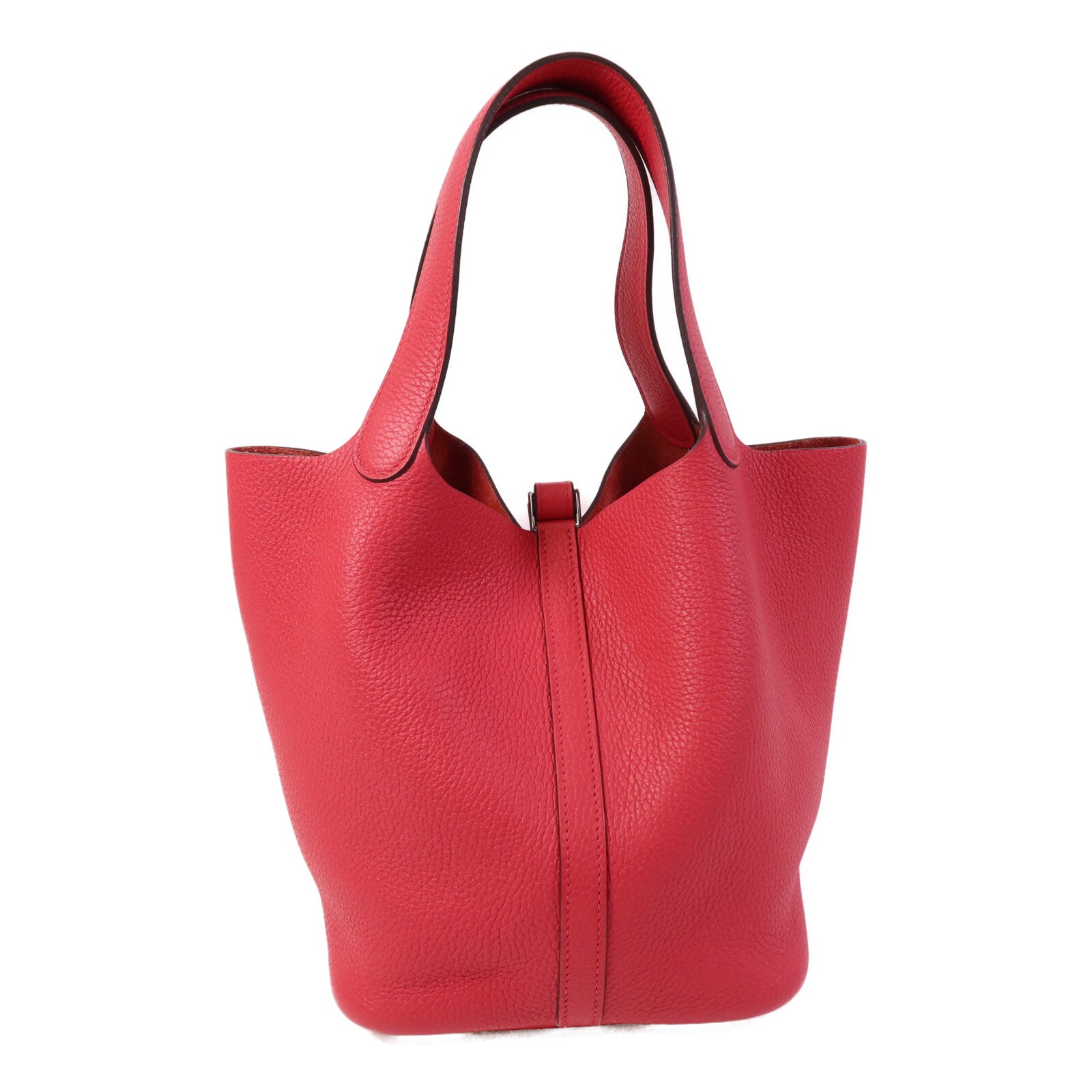 HERMES Clemence皮革Picotin MM銀扣手挽袋Rose Extreme