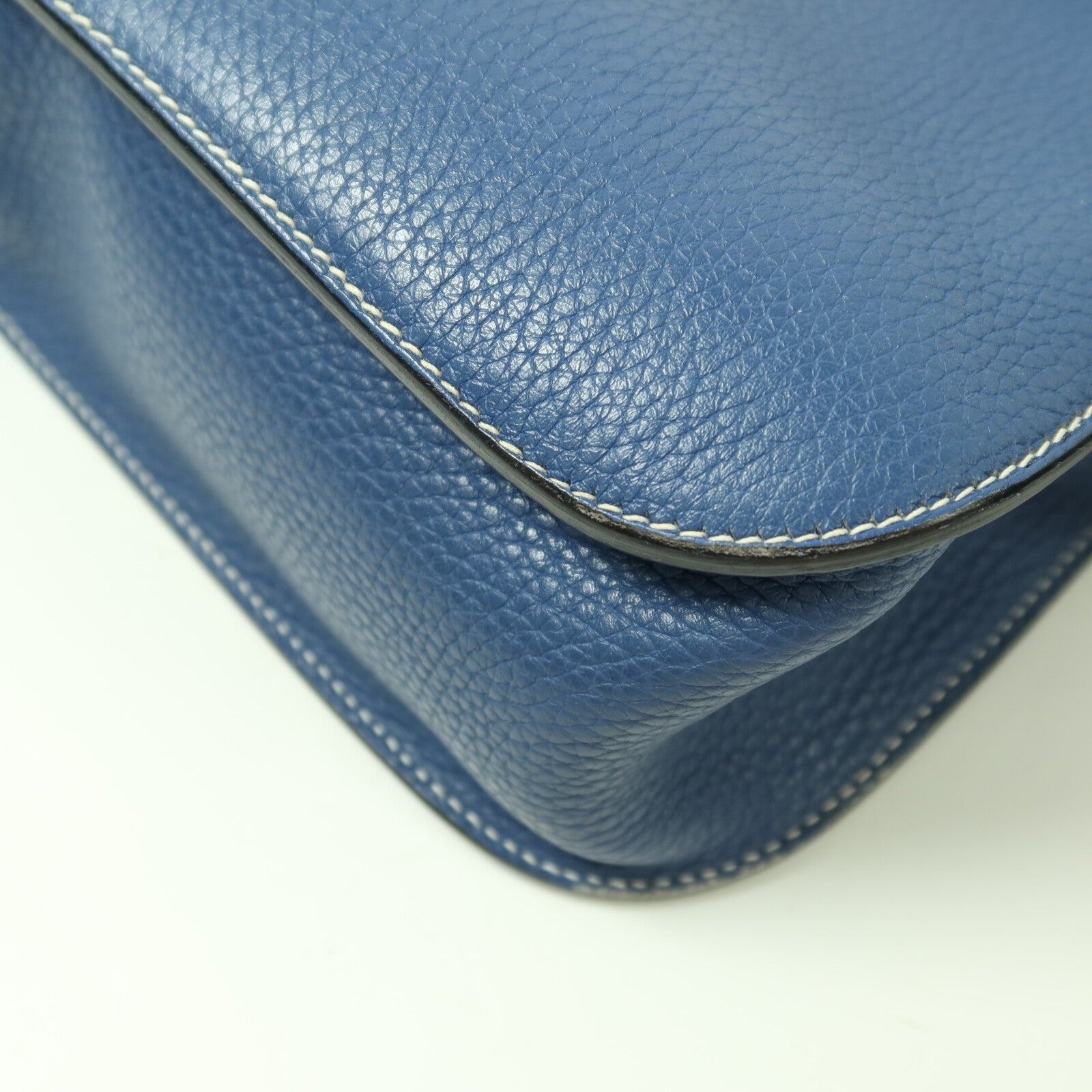 HERMES 【激減優惠】Clemence皮革Halzan 31銀扣手挽肩背兩用袋Bleu Agate