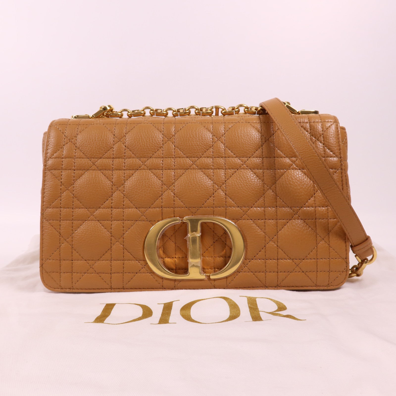 Dior 牛皮皮革Caro Medium金扣肩背袋