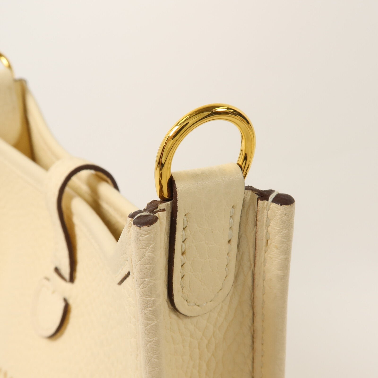 HERMES Clemence皮革Evelyne TPM肩背袋Nata/Blanc