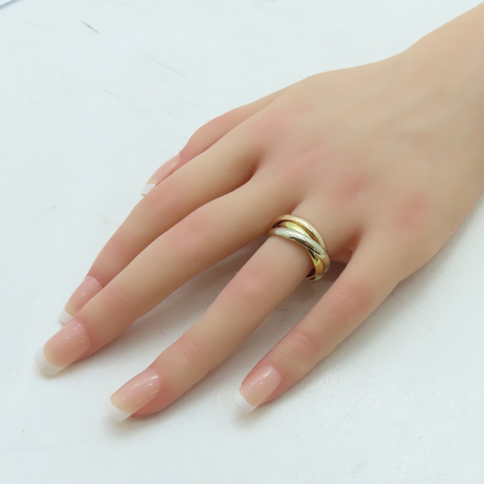 CARTIER 18K黃金/白金/玫瑰金Trinity戒指Cartier#58/US#8.25