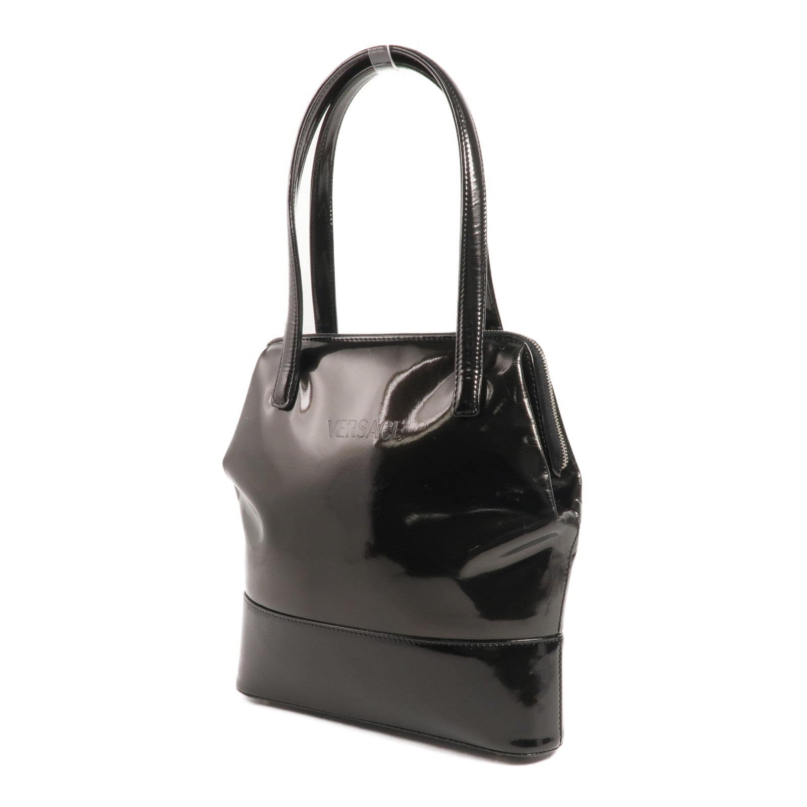 VERSACE 【激減優惠】漆皮皮革Handbag銀扣手挽袋