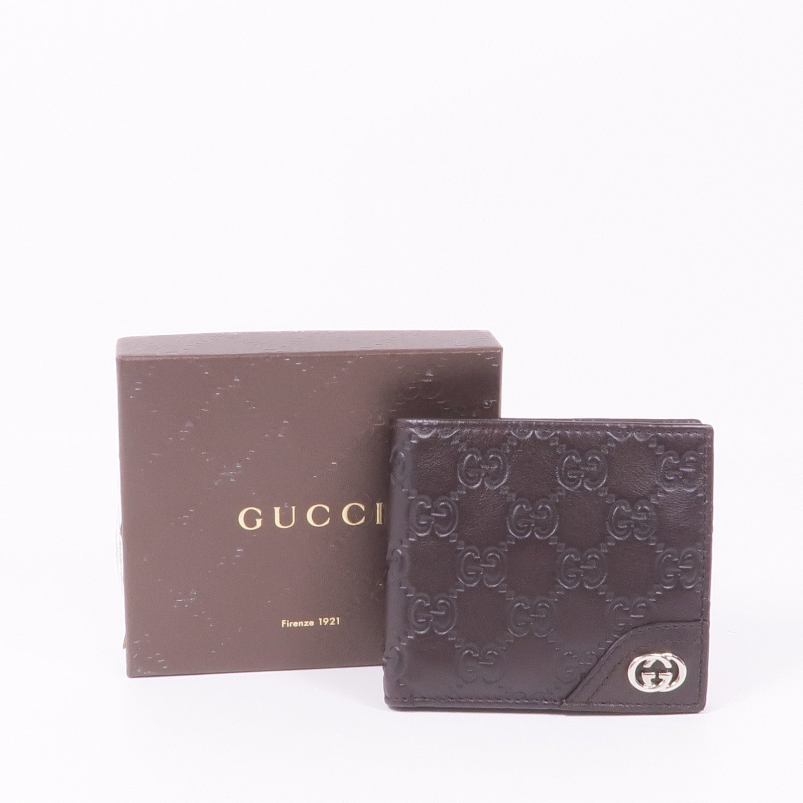 GUCCI 牛皮皮革Wallet銀扣錢包
