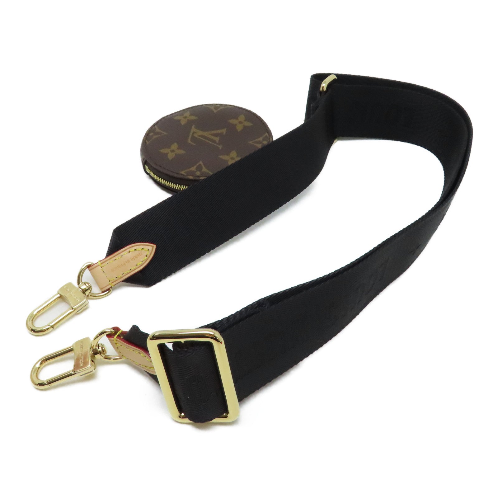 LOUIS VUITTON Monogram Bandouliere Strap金扣肩背帶黑色