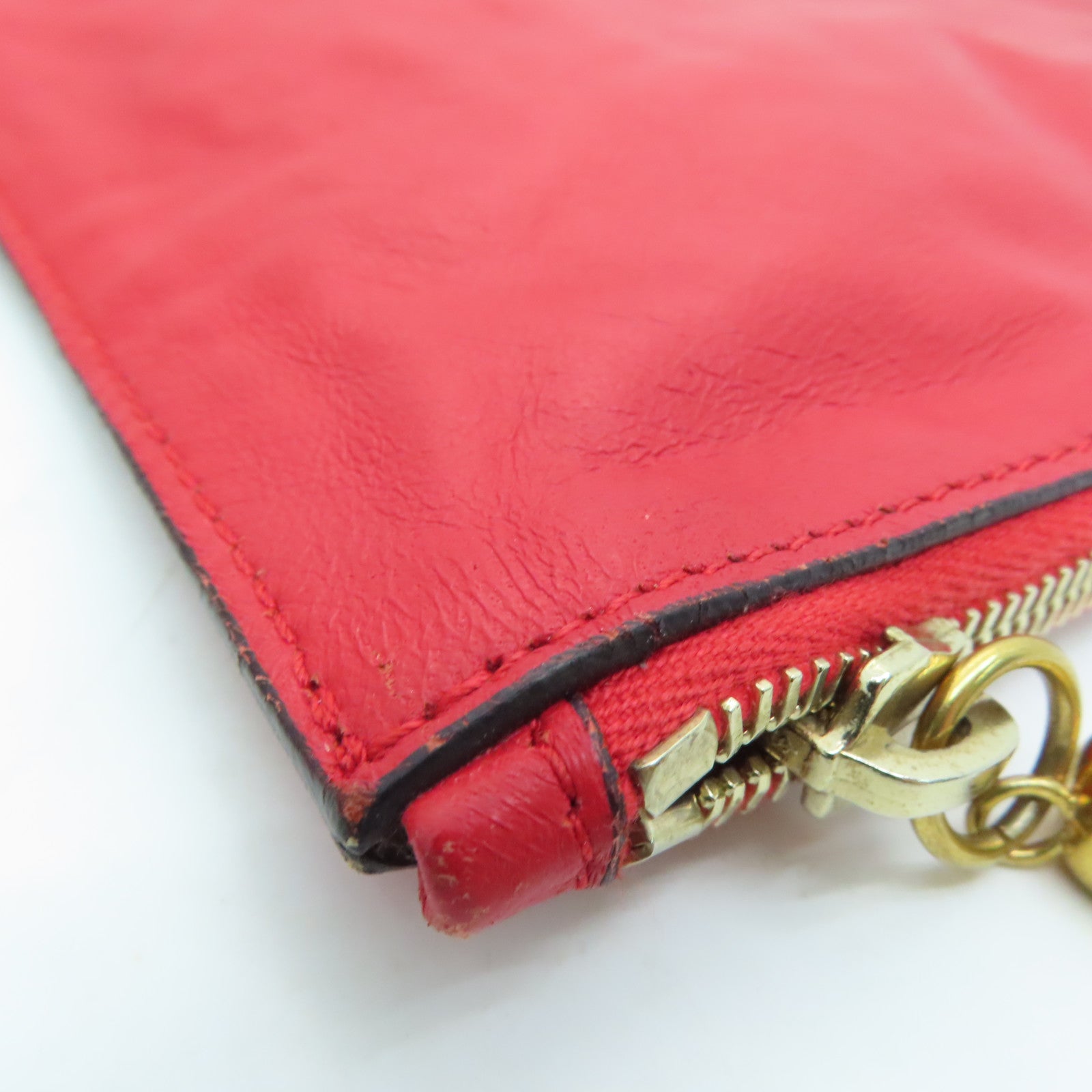 SELECTION Leather Alexander McQueen Clutch Gold Buckle Clutch Red