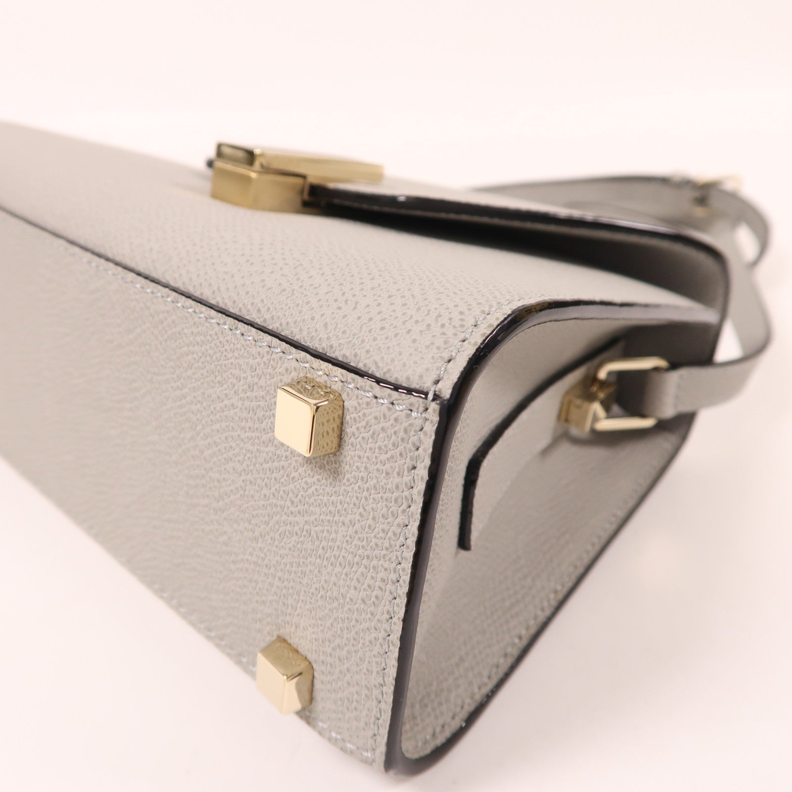 SELECTION 牛皮皮革Valextra Iside Top Handle Mini Bag金扣手挽肩背兩用袋