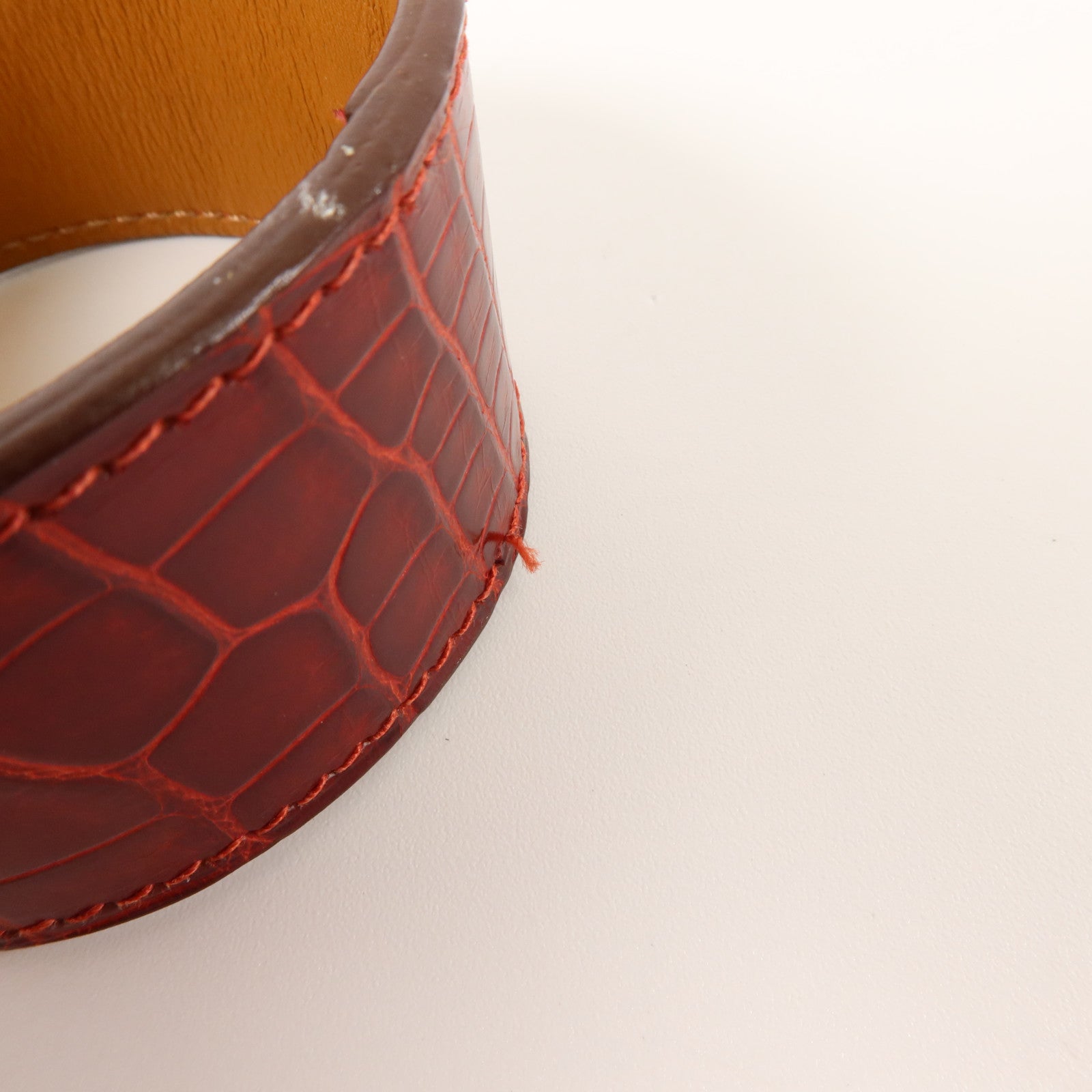 HERMES 鱷魚皮革Shiny Alligator Kelly Dog Bracelet手鐲Bordeaux