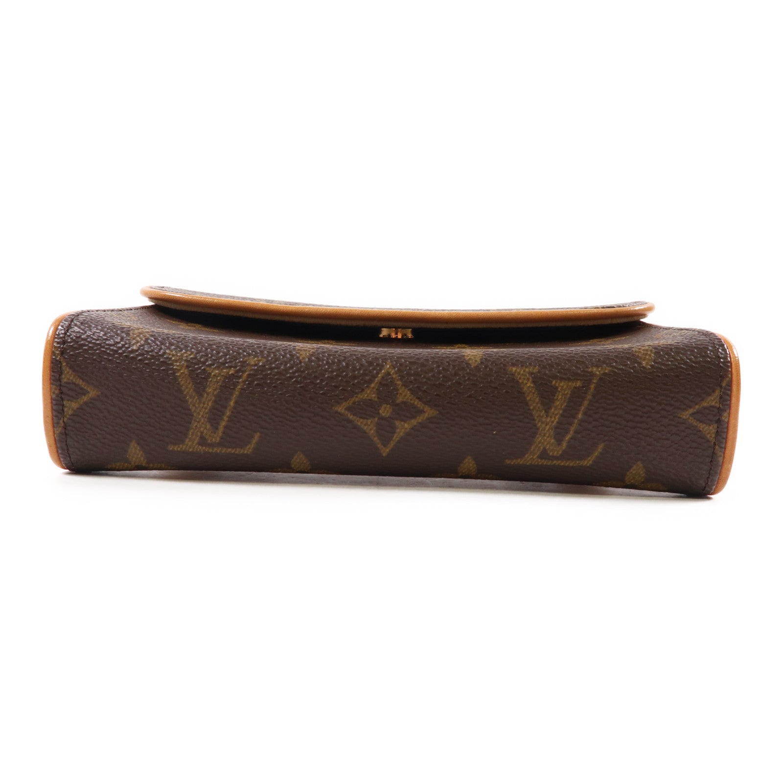LOUIS VUITTON Monogram Pochette Florentine XS金扣腰包棕色