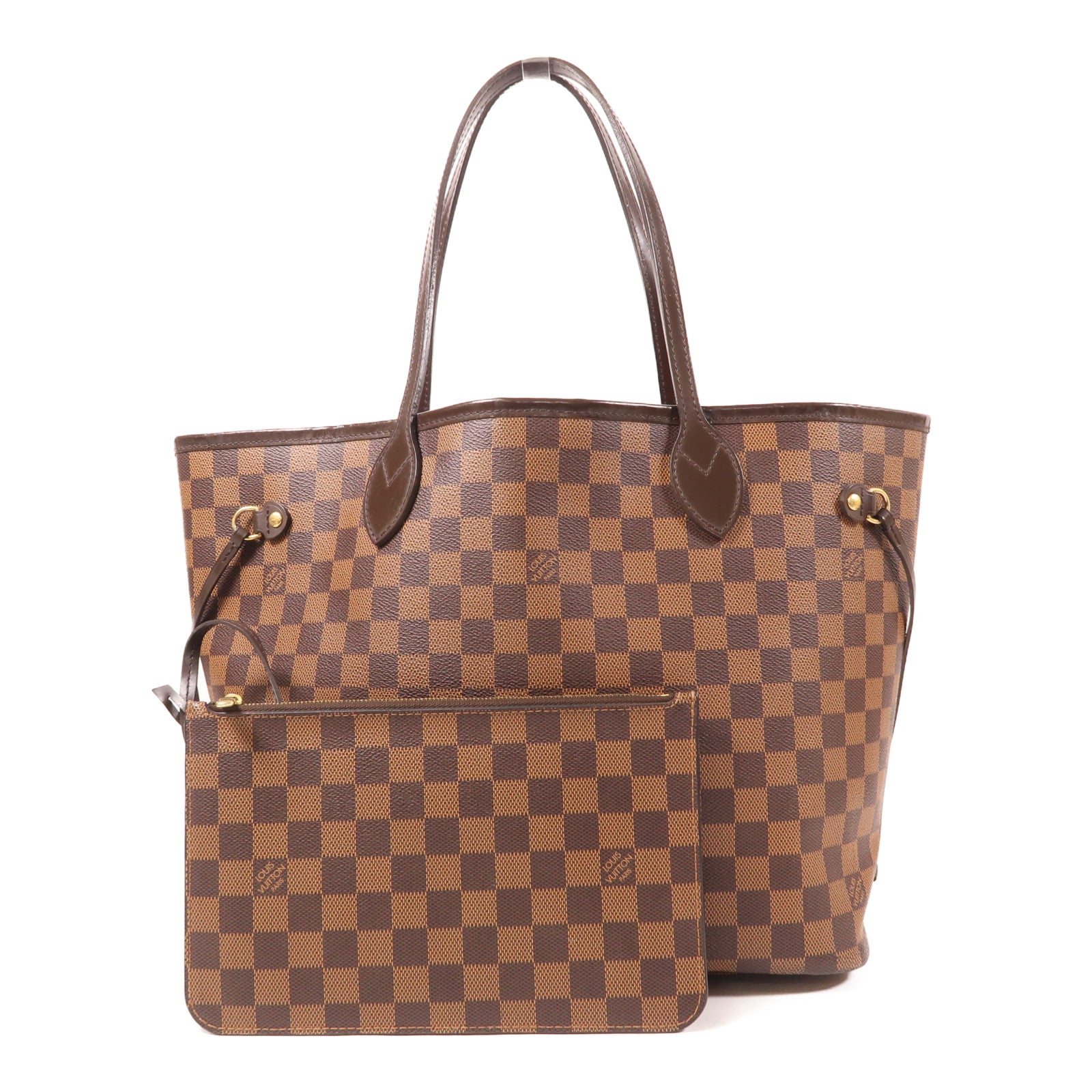LOUIS VUITTON Damier Neverfull MM金扣手挽袋/肩背袋