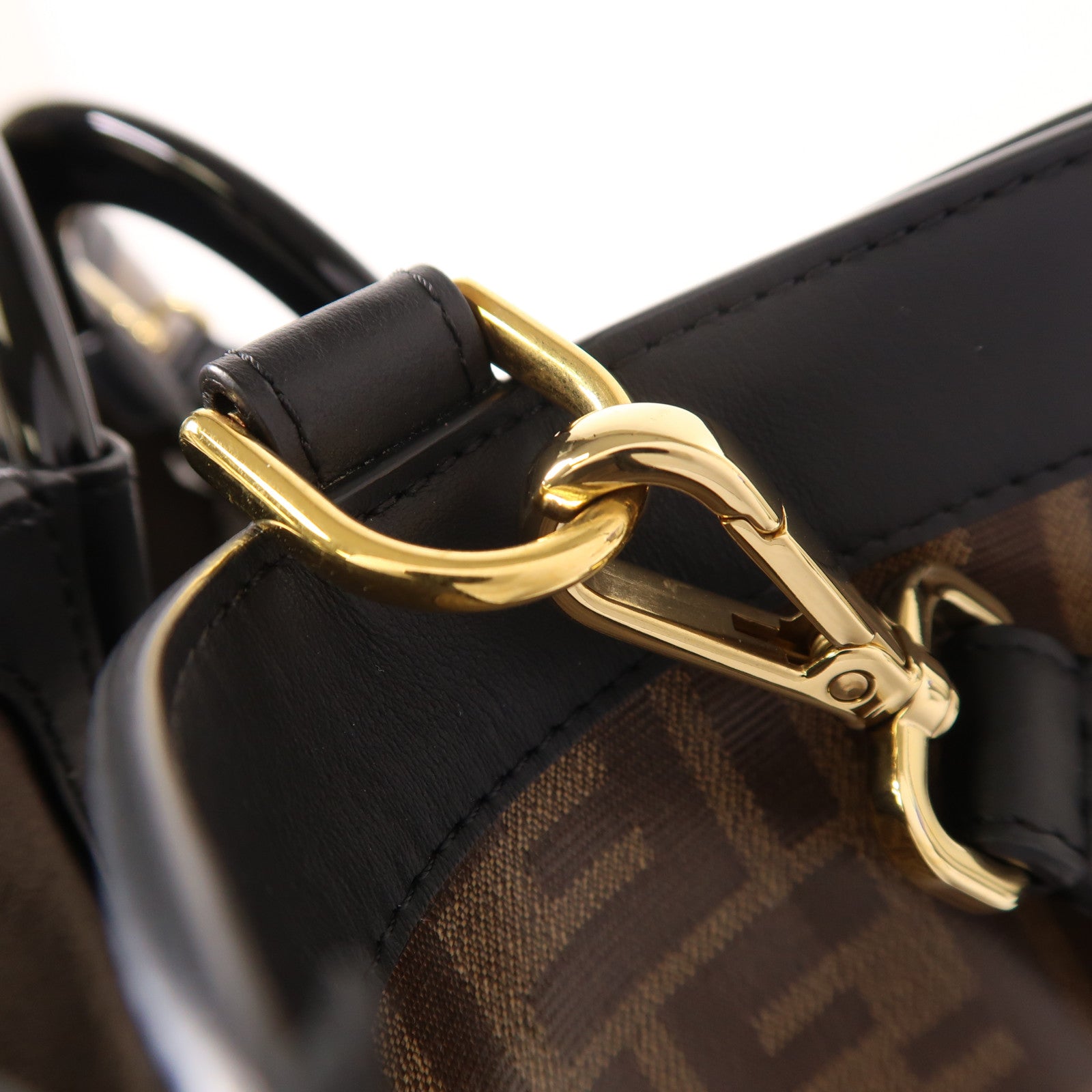 FENDI 塗層帆布Runaway Shopping金扣手挽肩背兩用袋