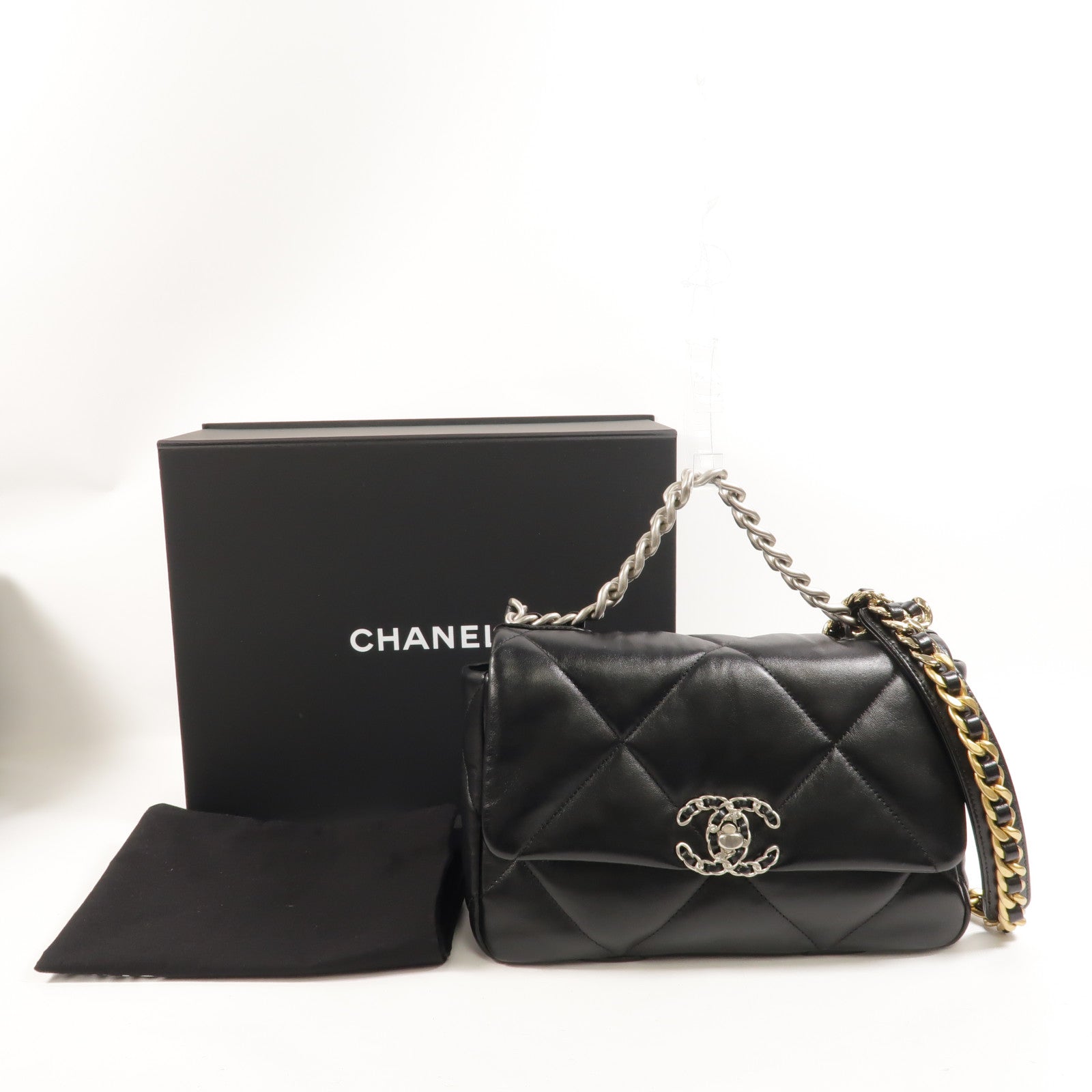 CHANEL 羊皮皮革C19 Small手挽肩背兩用袋