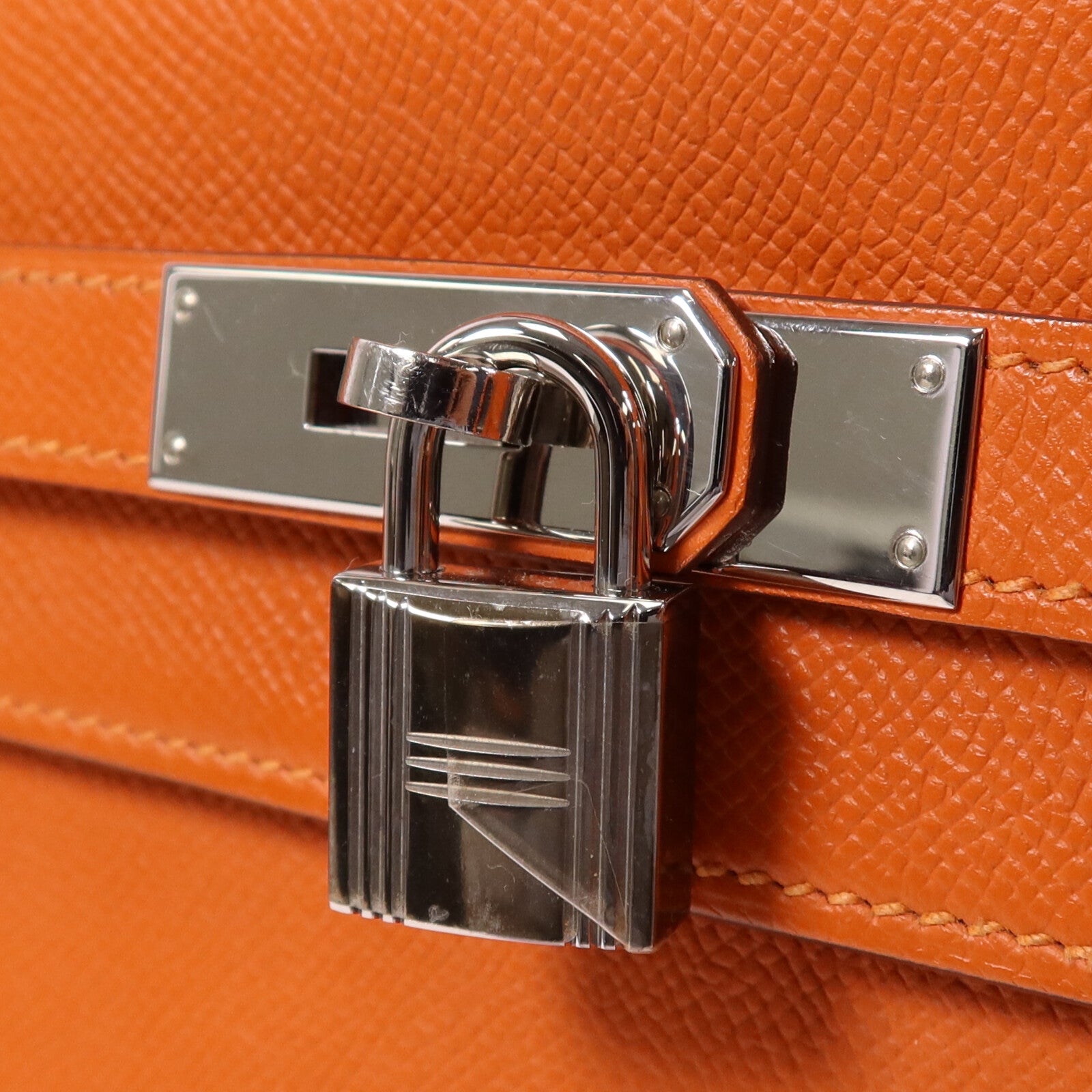 HERMES Epsom皮革Kelly 32手挽肩背兩用袋Orange