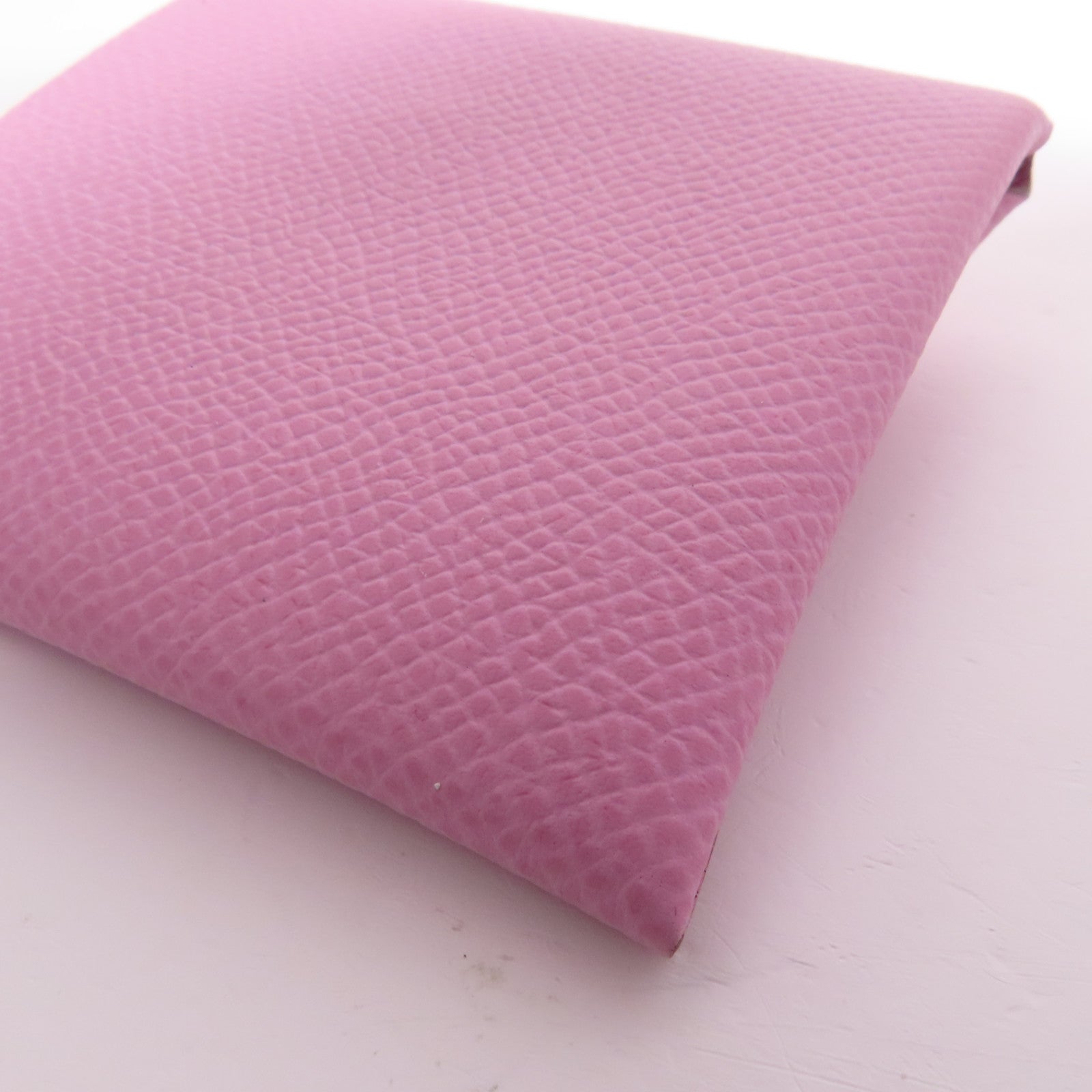 HERMES Epsom皮革Bastia銀扣零錢包Mauve Sylvestre