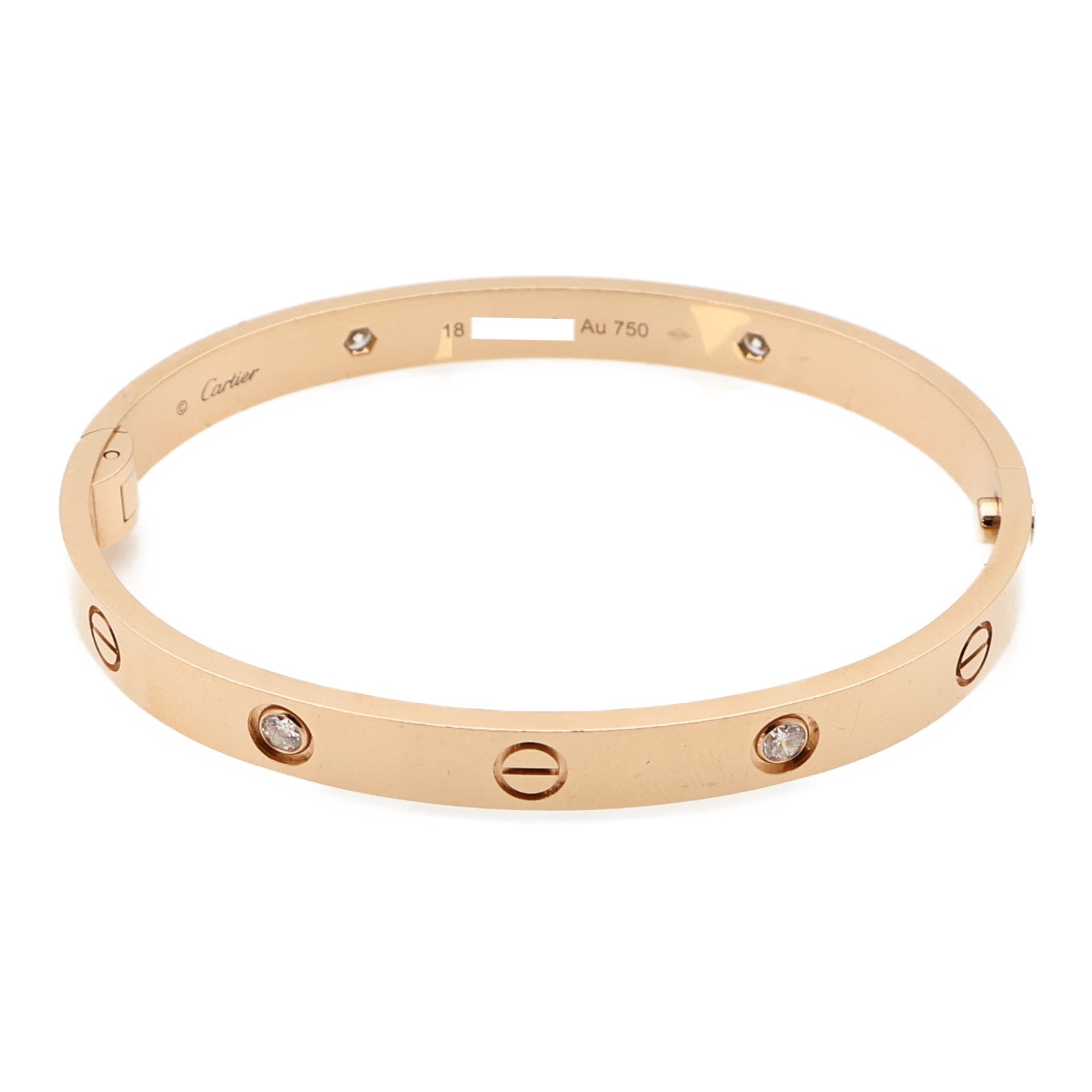 CARTIER 18K玫瑰金Love Bangle 4P Diamonds鑽石手鐲