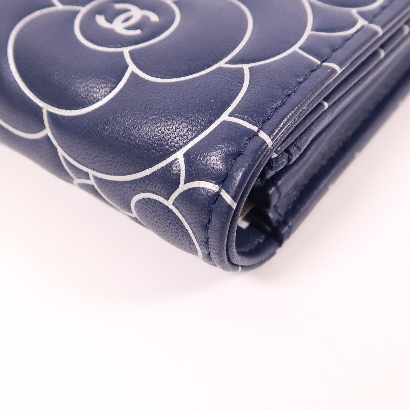 CHANEL 牛皮皮革Long Wallet銀扣長錢包