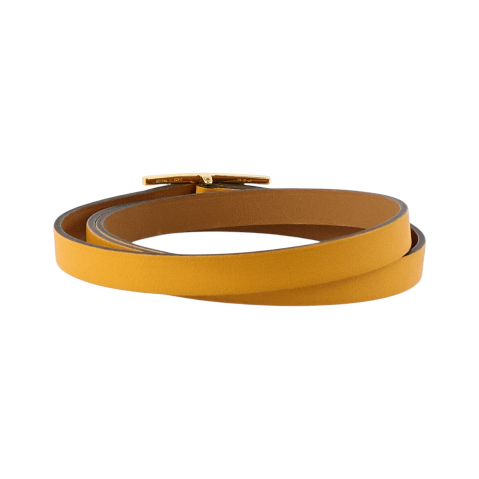 HERMES Swift皮革Behapi Triple Tour Bracelet金扣手鏈Jaune d'Or/Gold