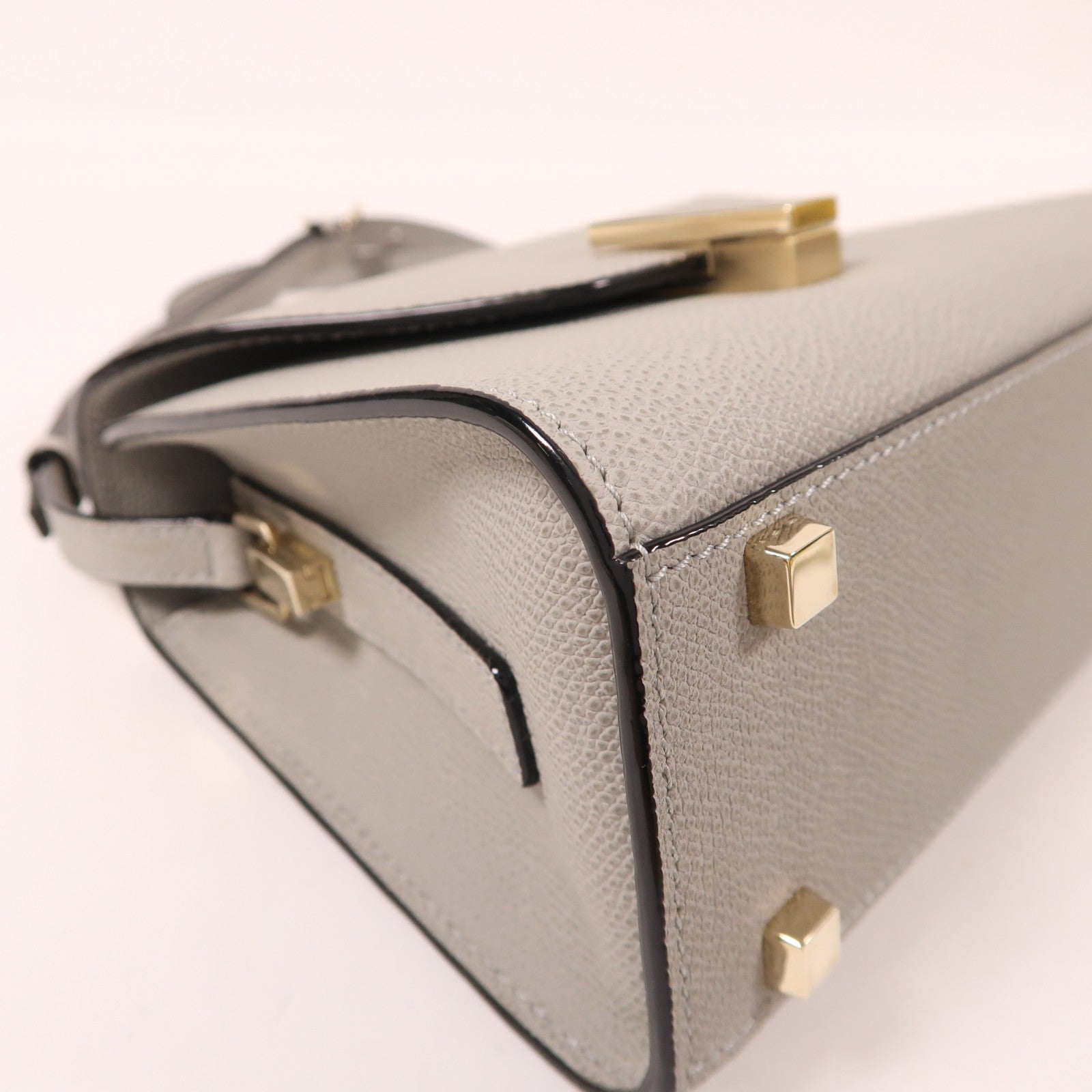 SELECTION 牛皮皮革Valextra Iside Top Handle Mini Bag金扣手挽肩背兩用袋