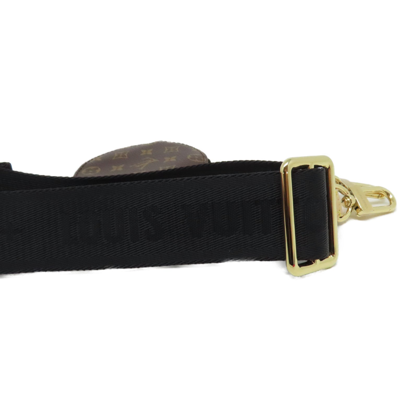 LOUIS VUITTON Monogram Bandouliere Strap金扣肩背帶黑色