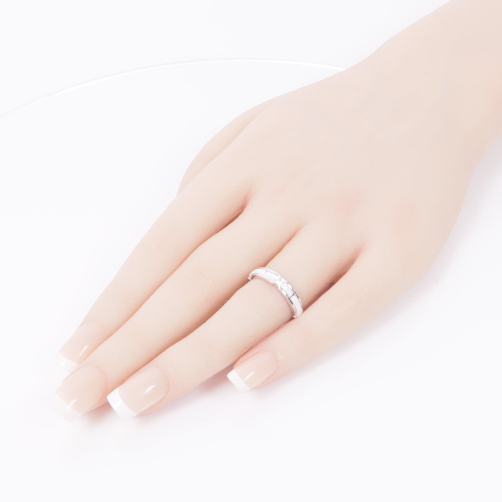 CHANEL 18K白金/陶瓷Ultra Ring戒指US＃5.5