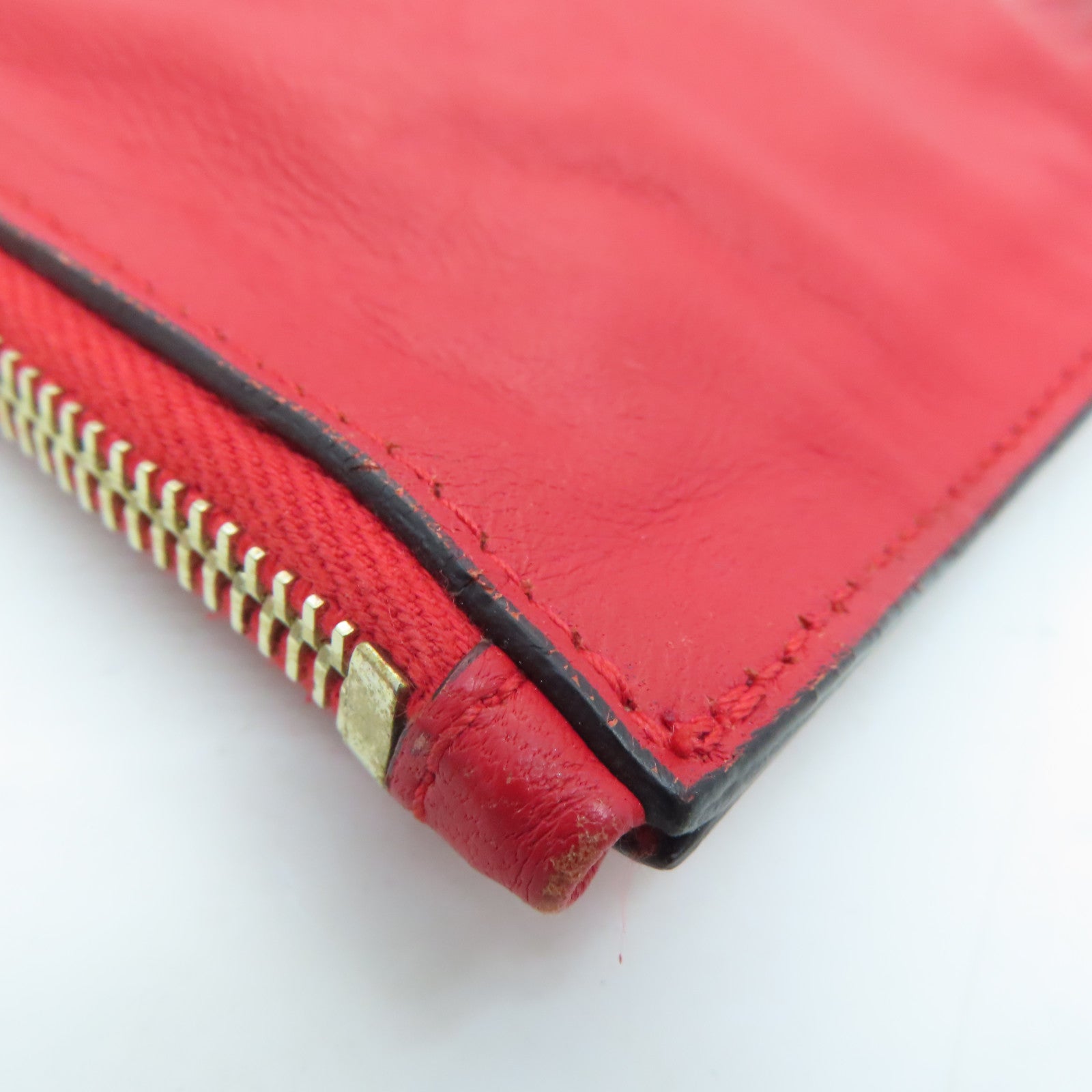 SELECTION Leather Alexander McQueen Clutch Gold Buckle Clutch Red