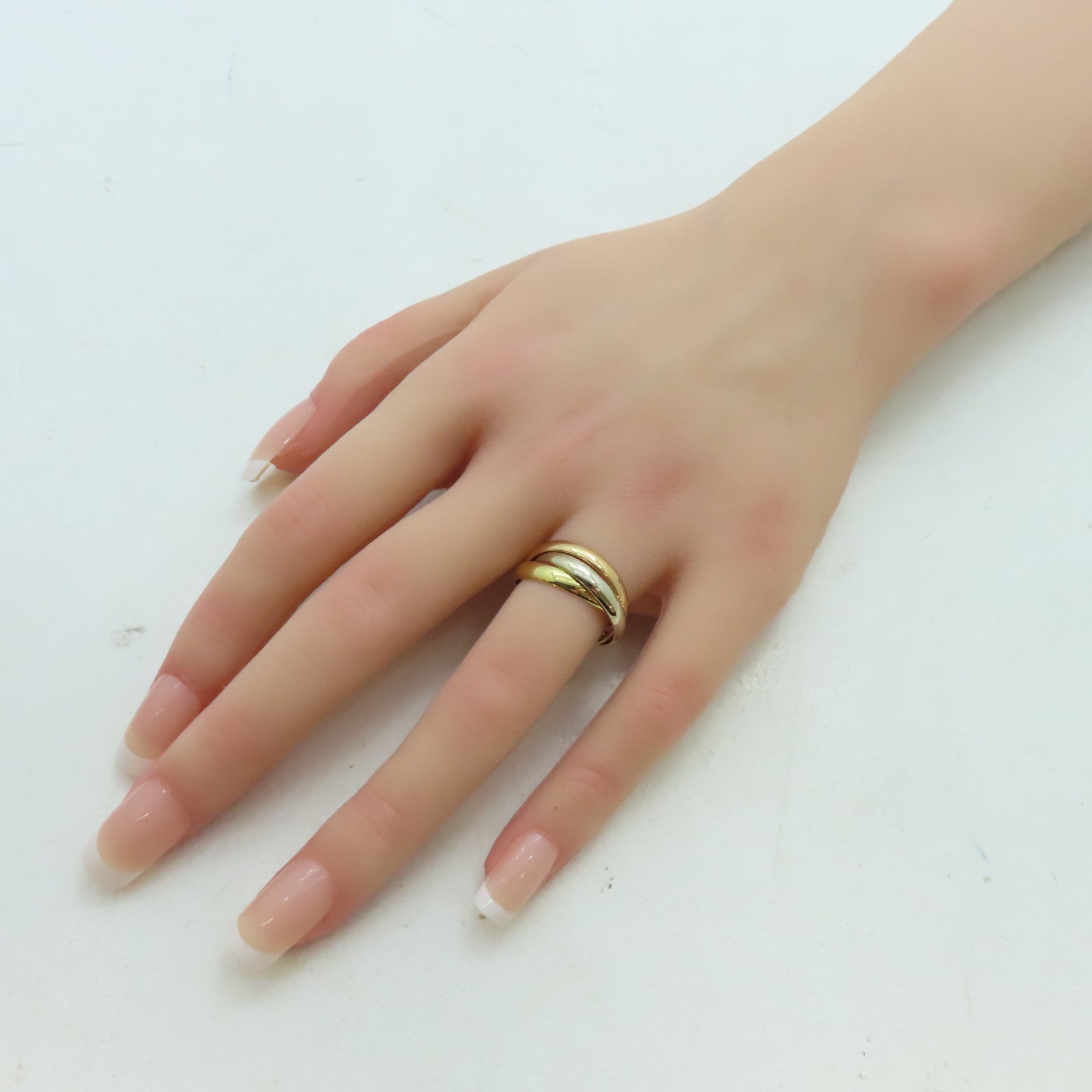 CARTIER 18K黃金/白金/玫瑰金Trinity戒指Cartier#52/US#6.25