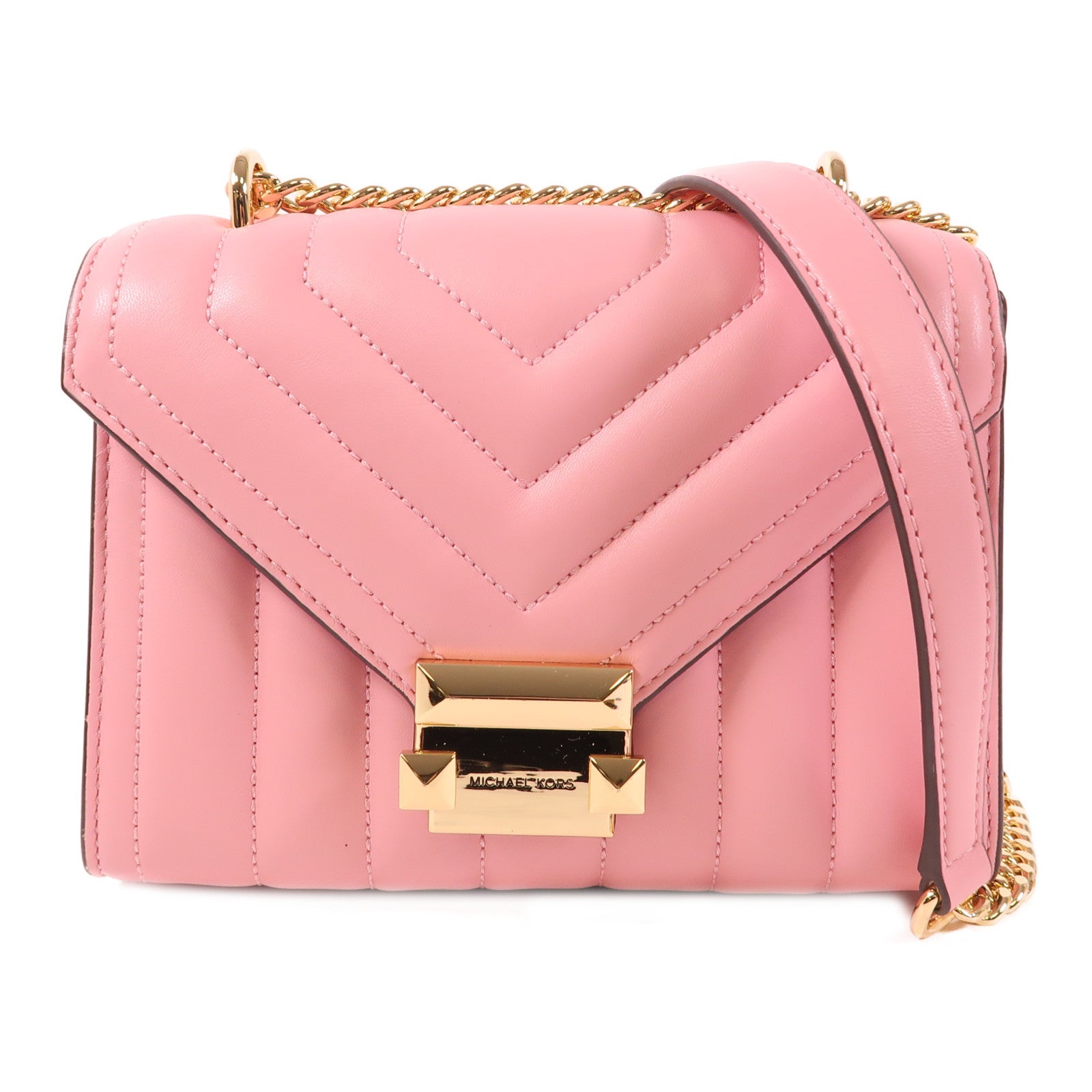 Michael Kors GHW Whitney Shoulder Bag 30F8TXIL1T622 1234 Calfskin Leather Pink